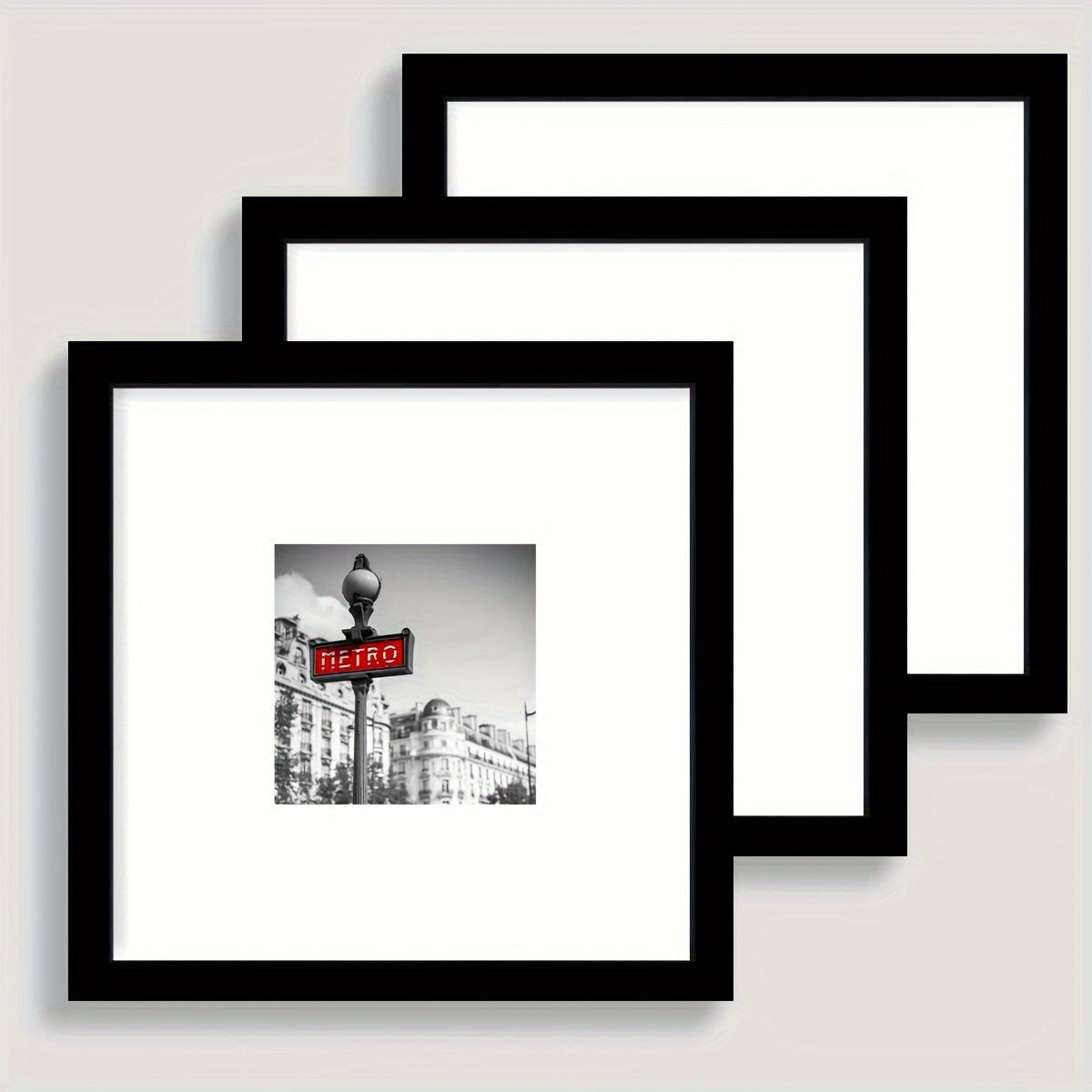 Square Photo Frames Set of 3, Black White 8x8 12x12 Inch Wall Hanging Picture Frames for Living Room Hallway Gallery Wall, Holiday Gift for Friends Family Home Decor