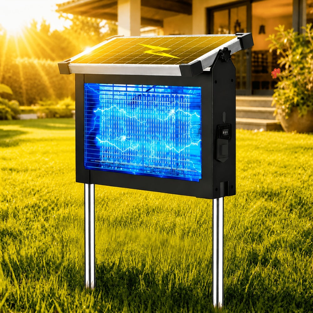 Solar Bug Zapper Outdoor 4200V ¨C Solar Powered Mosquito Killer with Auto/Manual Dual Mode, 2100 Sq.Ft Coverage, 12H Runtime, 3-Way Charging, 10FT Cord, Safe for Family & Pets, for Patio, Garden & Camping
