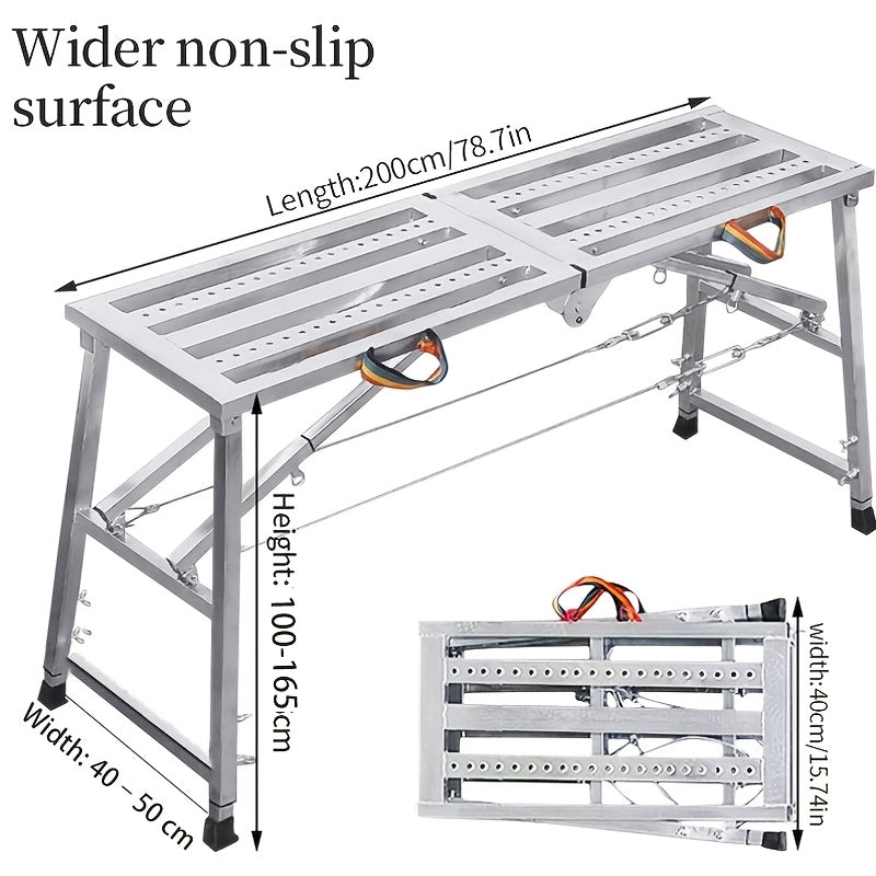 Folding Scaffold Step Stool Adjustable Height 39-79¡± Portable Steel Work Platform 1300 lb Capacity for Home Renovation Painting Car Washing RV Cleaning