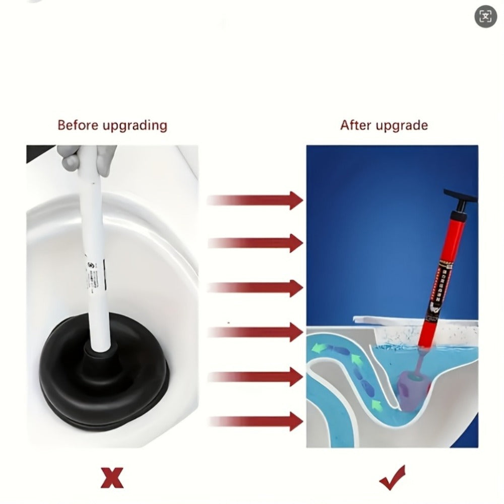 Toilet Plunger Heavy-Duty Air Pressure Drain Cleaner - Pipe Unclogger with Ergonomic Handle, Suction Cup Clog Remover for Toilet Sink Shower Bathtub, Efficient Bathroom Unclogging Tool, 1pc