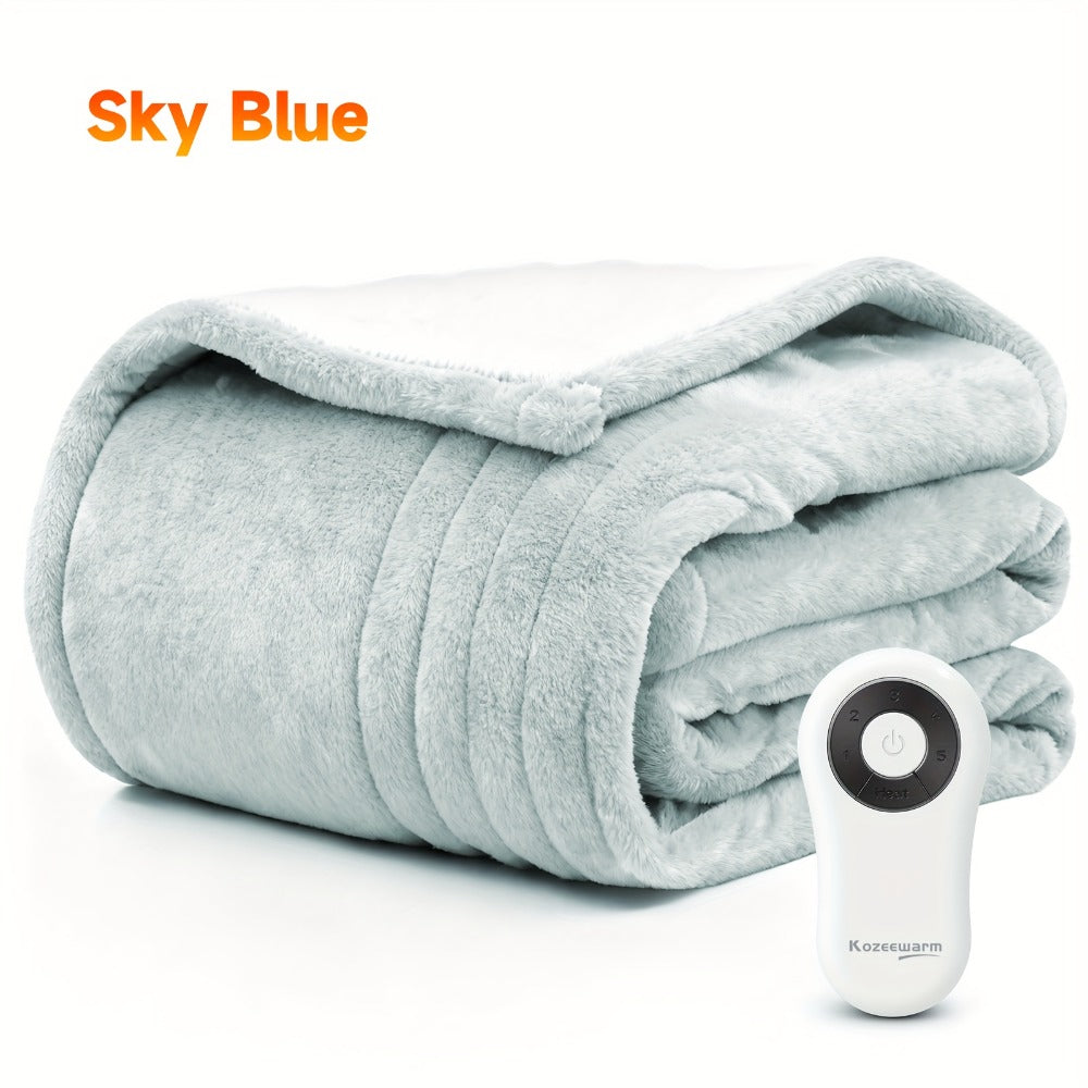 Dual Control Electric Heated Blanket with 10 Heat Levels - 10-Hour Auto Shutoff, Overheat Protection, Fast Heating, Soft Flannel, Machine Washable, 4 Sizes & 4 Colors, Bedroom Gift Blanket