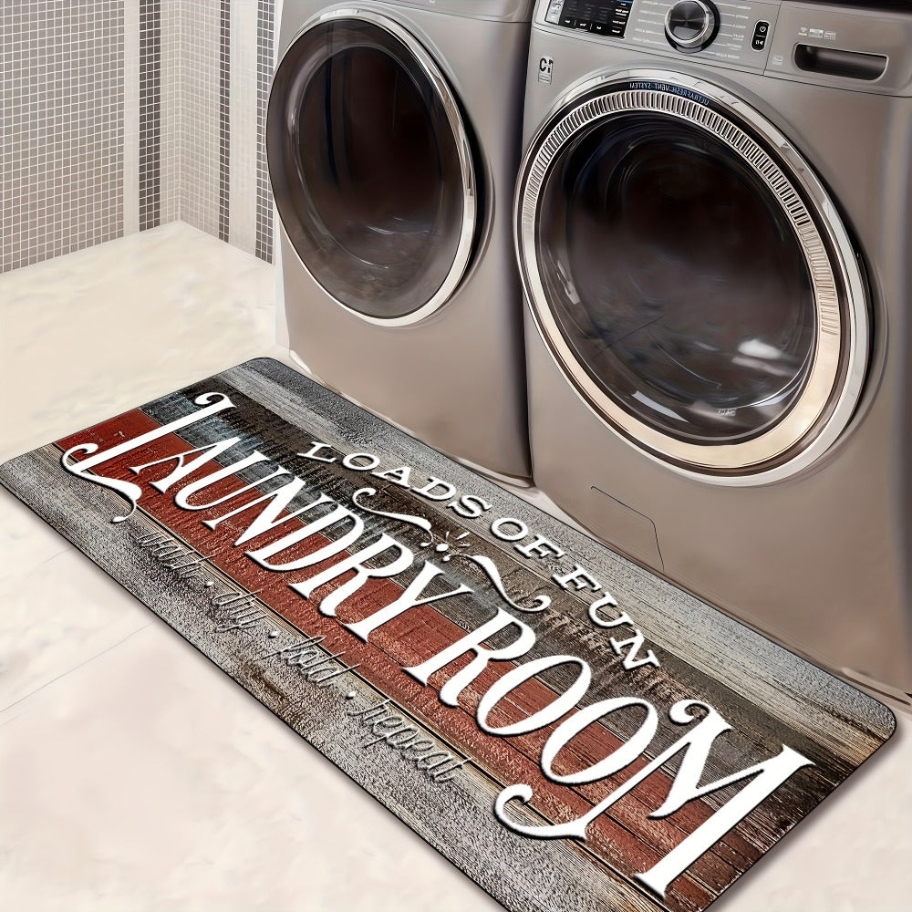 Farmhouse Laundry Room Runner Rug - Non-Slip Washable Retro Kitchen & Bathroom Mat | Anti-Slip Floor Runner for Laundry Room, Kitchen, Bathroom & Entryway | Boho Home Decor Accent Rug Multiple Sizes