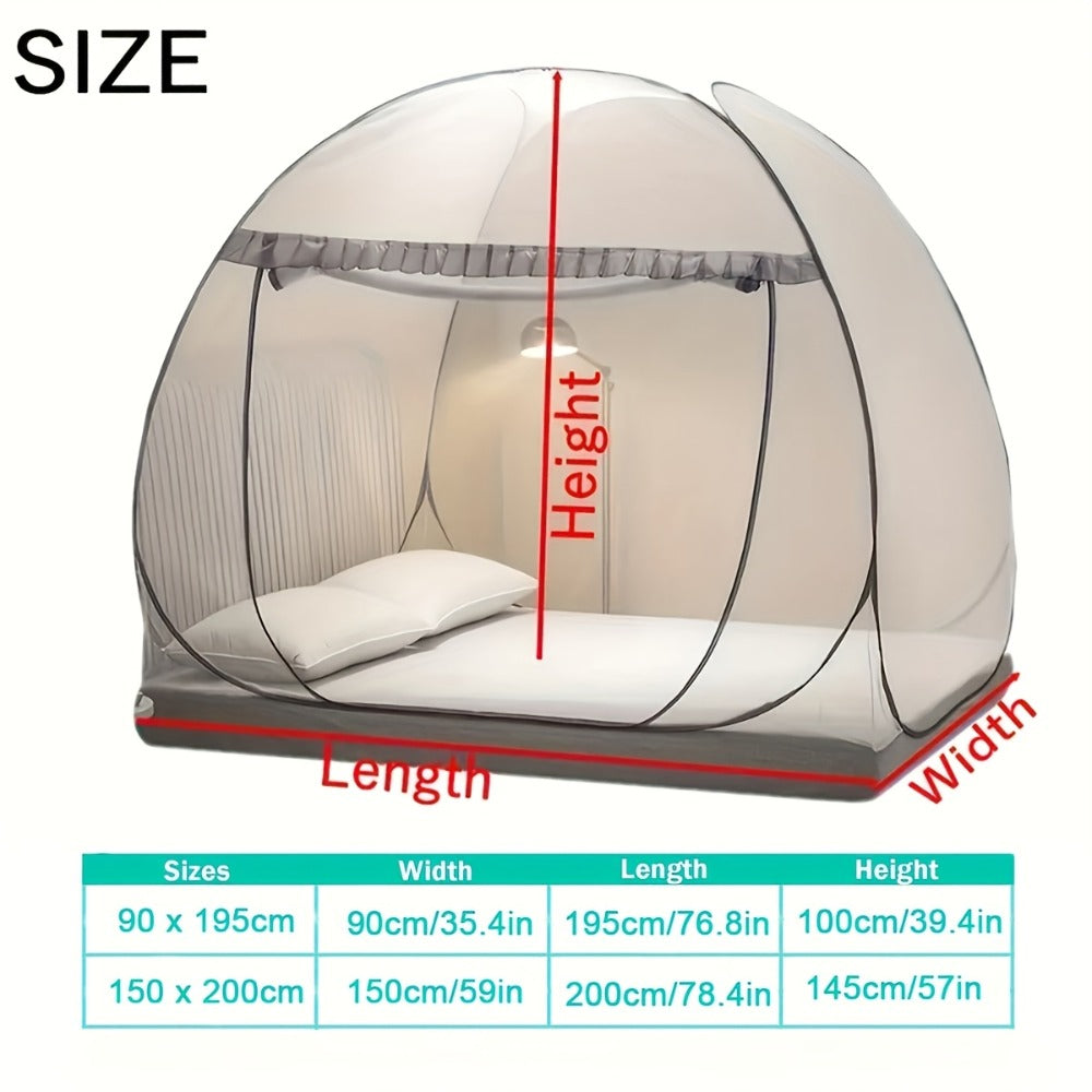 Mosquito Net for Bed Pop Up Bed Canopy 360¡ã Protection Portable Foldable Yurt Mosquito Net with U-Shaped Zipper Ruffled Design Anti-Mosquito Indoor Bedroom Canopy Gray Blue Multiple Sizes