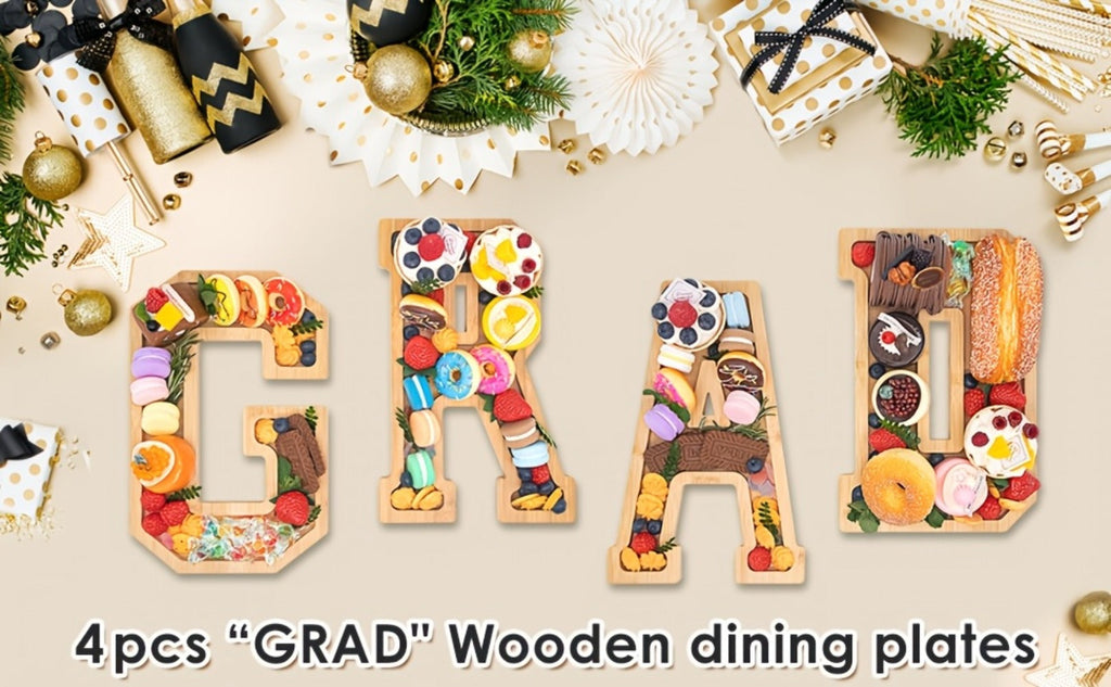Graduation Charcuterie Board Decorations 4pcs Wooden Number Box with 14 Balloons ¨C 2026 GRAD Fillable Party Supplies