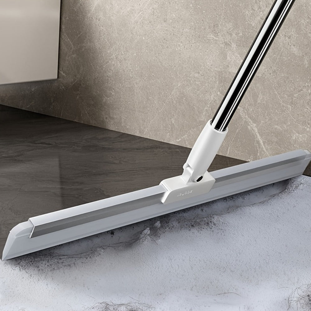 Silicone Squeegee Broom with Detachable Rotatable Head Long Stainless Steel Handle Floor to Ceiling Cleaning for Glass Tile Hardwood Carpet Shower Window