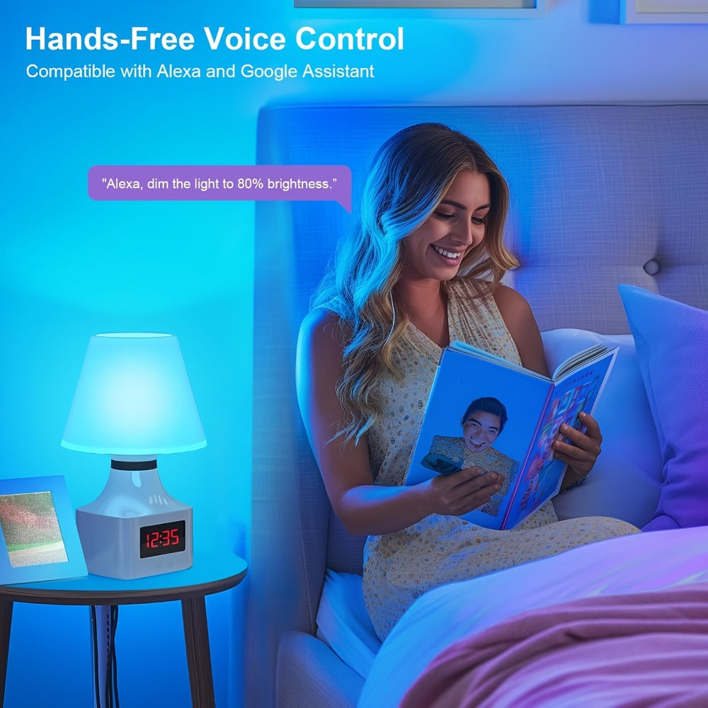 Smart Light Bulbs RGBCW Color Changing A19 E26 9W 800LM WiFi Bluetooth LED Bulb Compatible with Alexa Google Home 16 Million Colors Music Sync Dimmable for Bedroom Living Room Party Halloween Decor 2 4 6 Pack