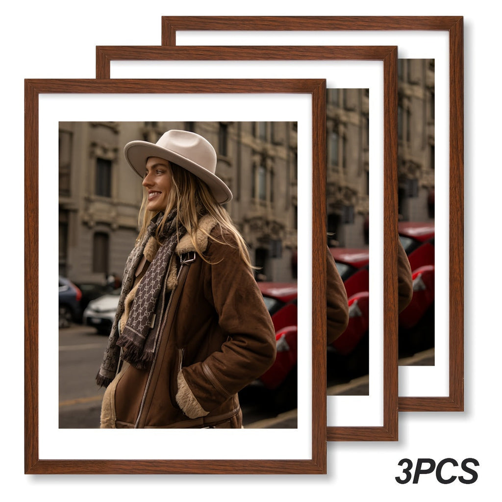 Picture Frames 12x16 Set of 3 ¨C Classic Wood Poster Frames, Horizontal & Vertical Wall Hanging, Multi-Color Options for Bedroom Office Living Room Gallery Wall Decor