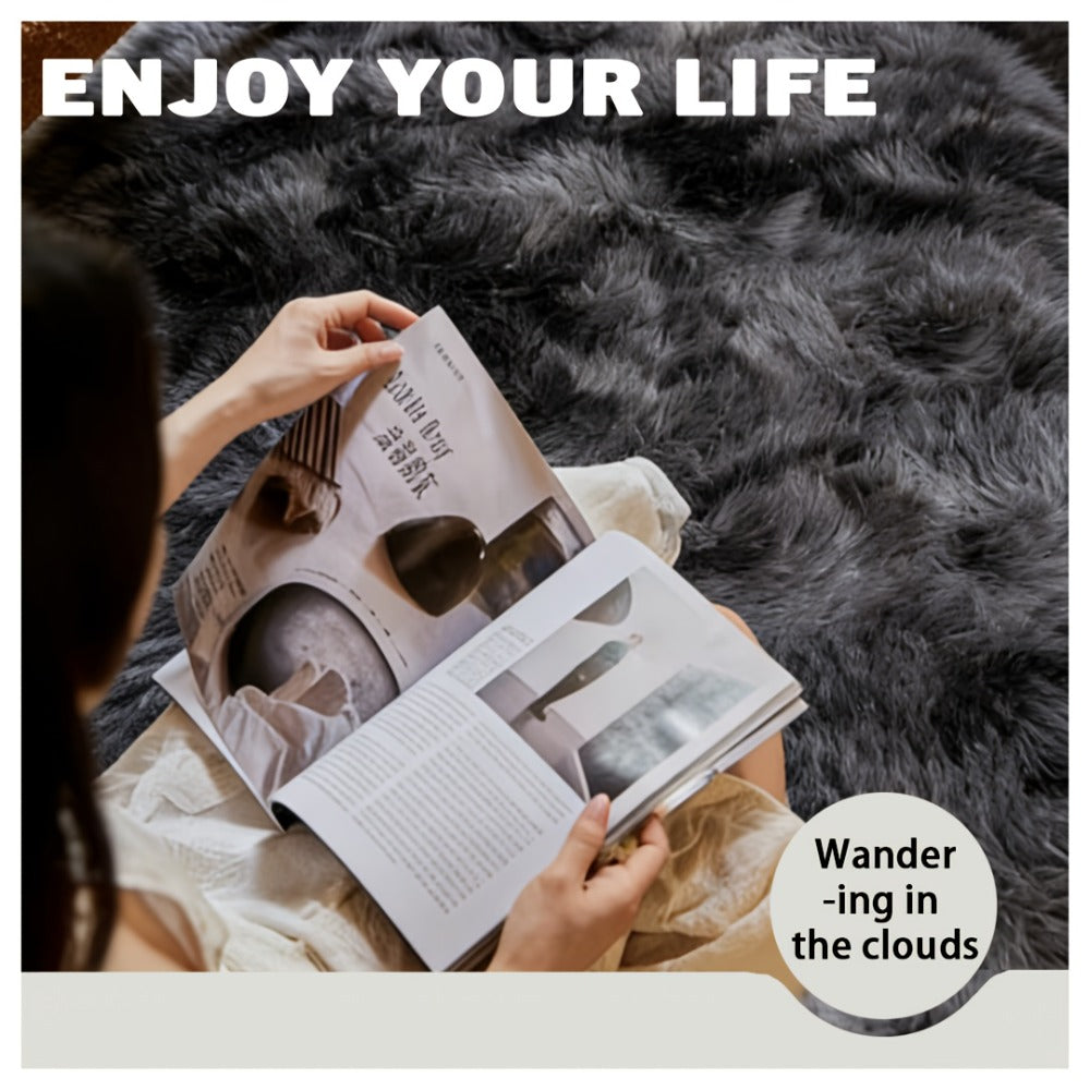 Fluffy Area Rug Tie-Dye Soft Carpet for Living Room Bedroom Office Thickened 1000g/©O Machine-Woven Indoor Mat Multi-Color Multi-Size Dark Gray Light Grey Khaki Pink Black White Purple