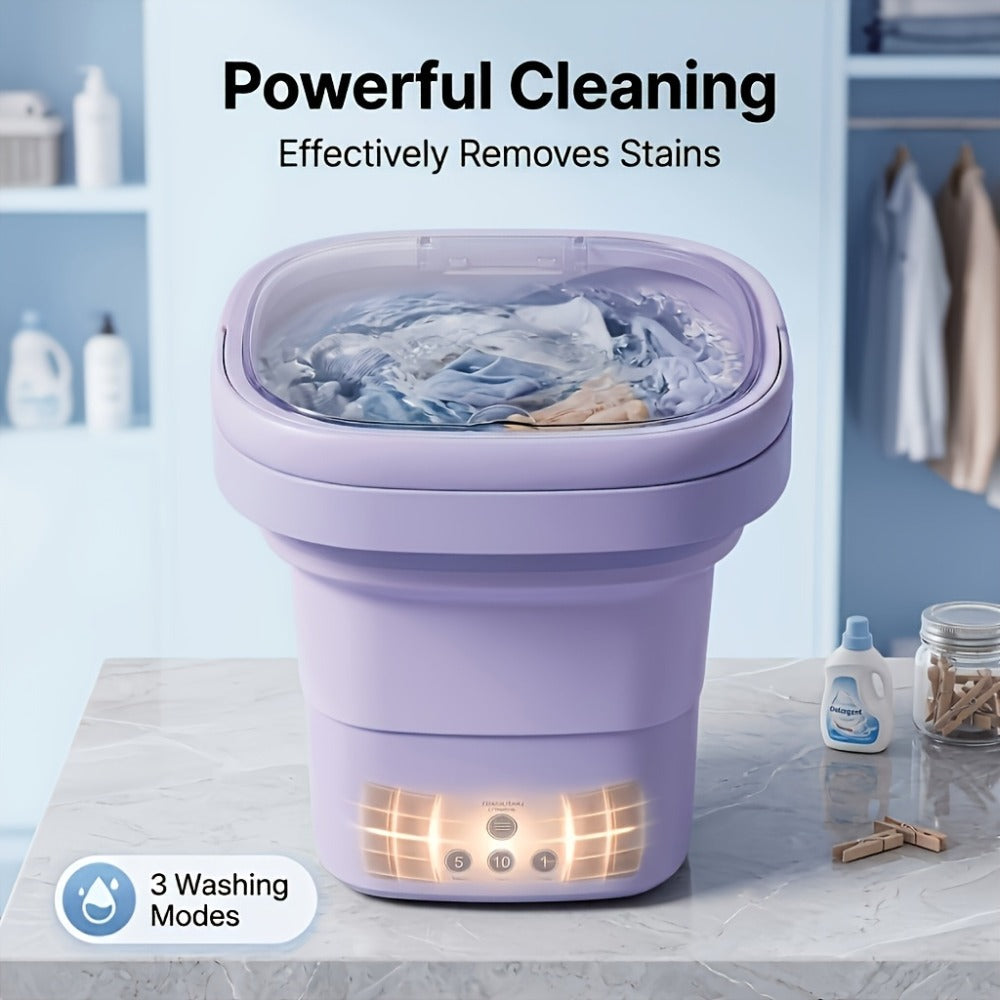 Portable Mini Washing Machine 3 Cleaning Modes | Compact Travel Washer for Underwear Delicates | Space-Saving Laundry Solution for Apartments, RVs, Camping & Dorms