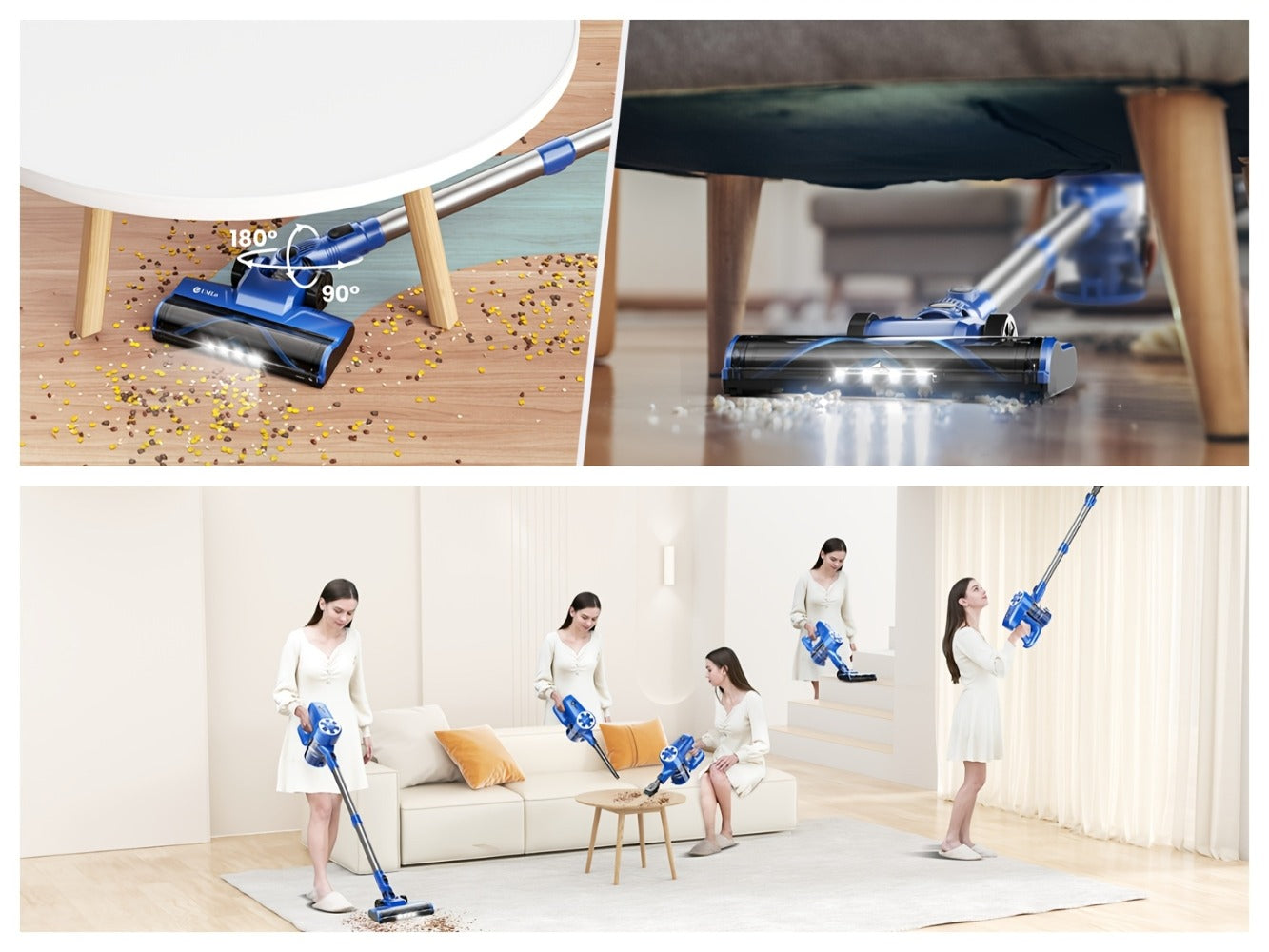 Cordless Vacuum Cleaner Stick Vacuum ¨C MAX 70Kpa Suction, 45-Min Runtime, Anti-Tangle, 50.72oz Dust Cup, Rechargeable Wireless Vacuum for Hardwood Floor, Carpet & Pet Hair