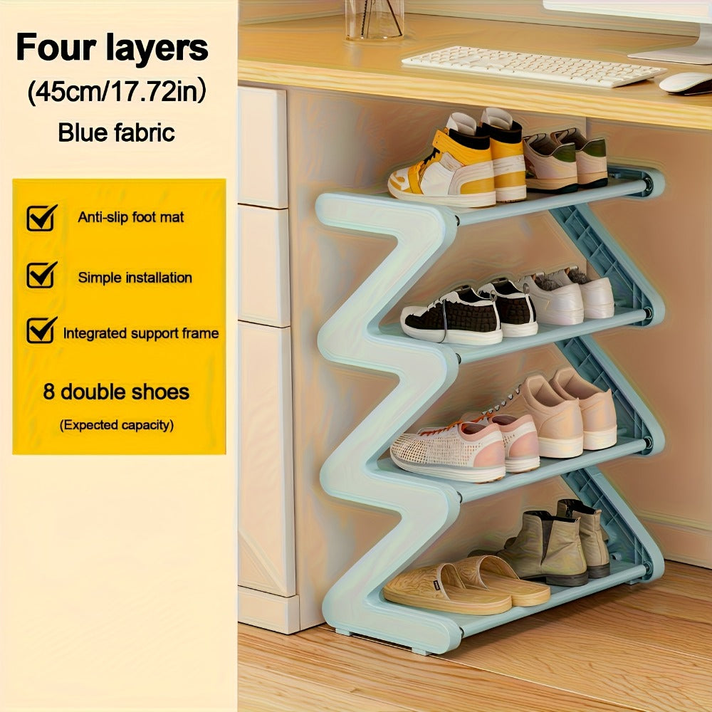 4-Tier Shoe Rack Upgraded Metal Tubes ¨C Multi-Layer Shoe Storage Organizer with Thickened Plastic Parts for Entryway, Doorway, Bedroom, Hallway & Dorm ¨C Graphite Black, Pink, Gray & Blue