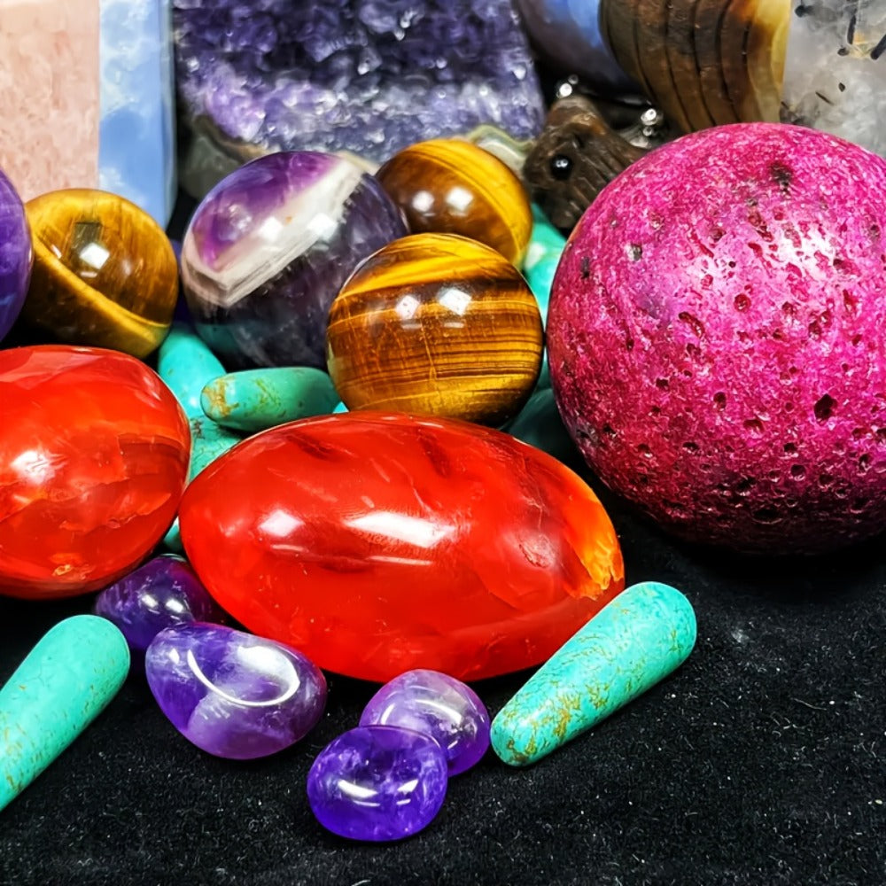 Crystal Gemstone Box Set 1LB ¨C Bohemian Natural Raw Healing Stones Assorted Shapes Colorful Lucky Crystals Gift Set for Women