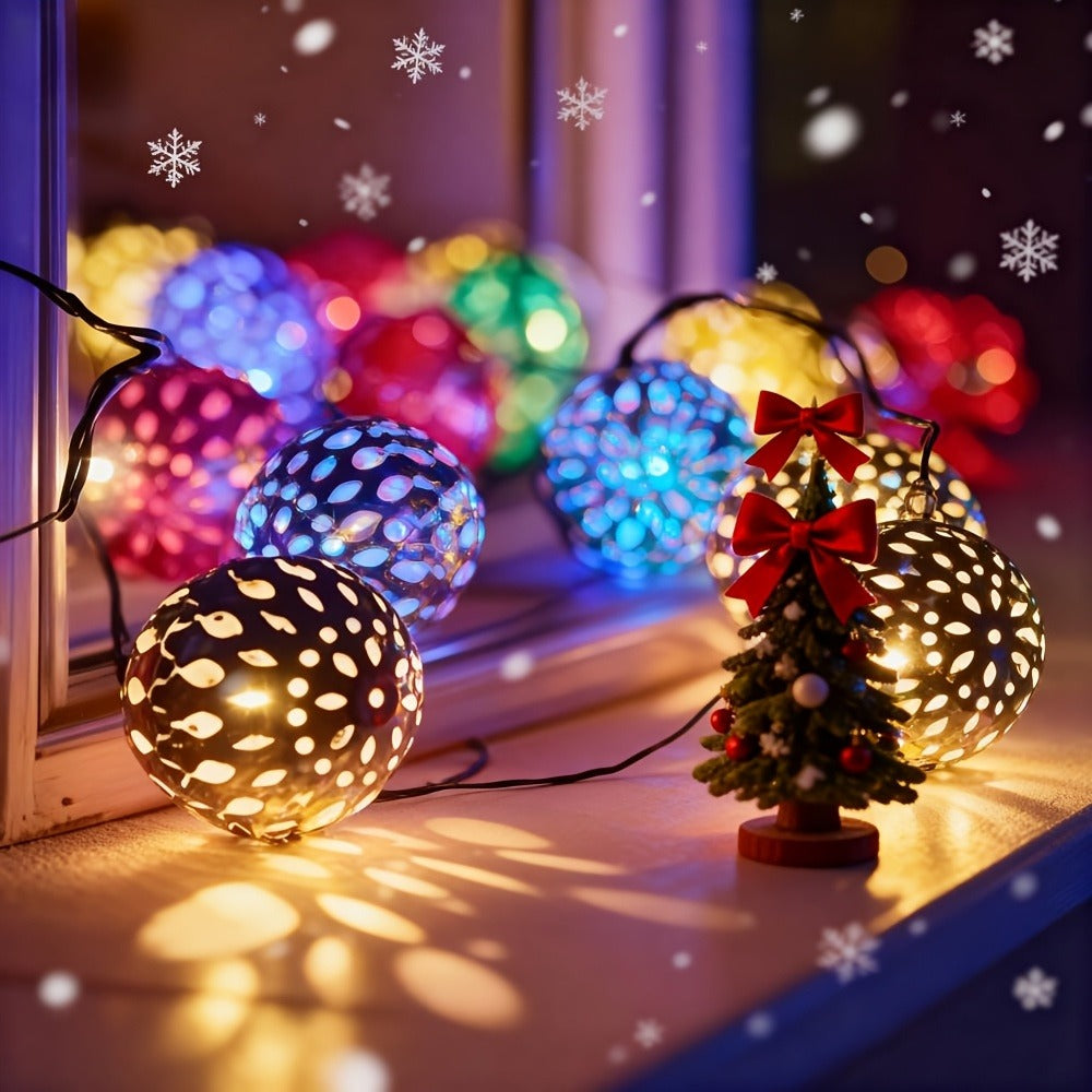 Moroccan Solar String Lights Outdoor - Metal Sphere Fairy Lights with 20/30/50 LED Beads, 8 Modes, IPX65 Waterproof | Boho Garden Lights for Patio, Lawn, Wedding, Christmas Tree & Party Decoration