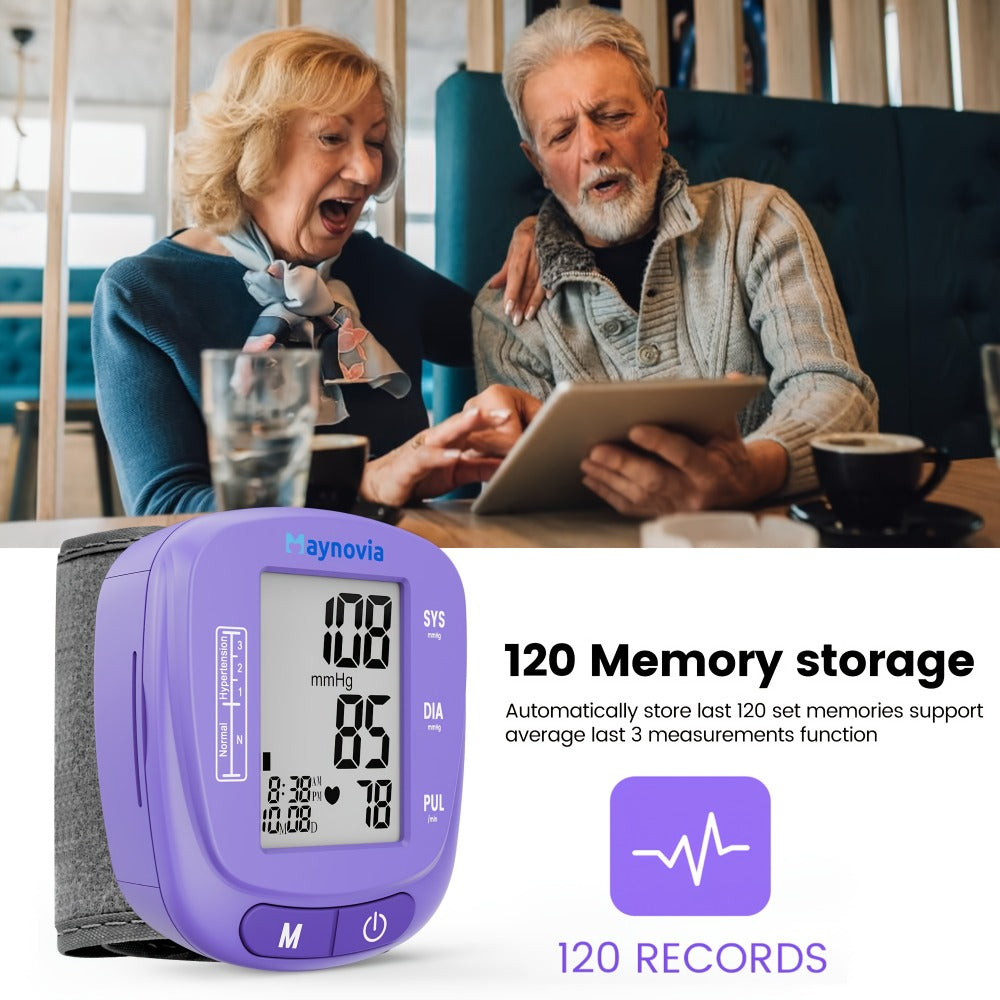 Blood Pressure Monitor Wrist Cuff with Oximeter Fingertip ¨C Digital BP Machine Home Use, 120 Memory, Portable Case & Battery Included, Fully Automatic Hypertension Tracker