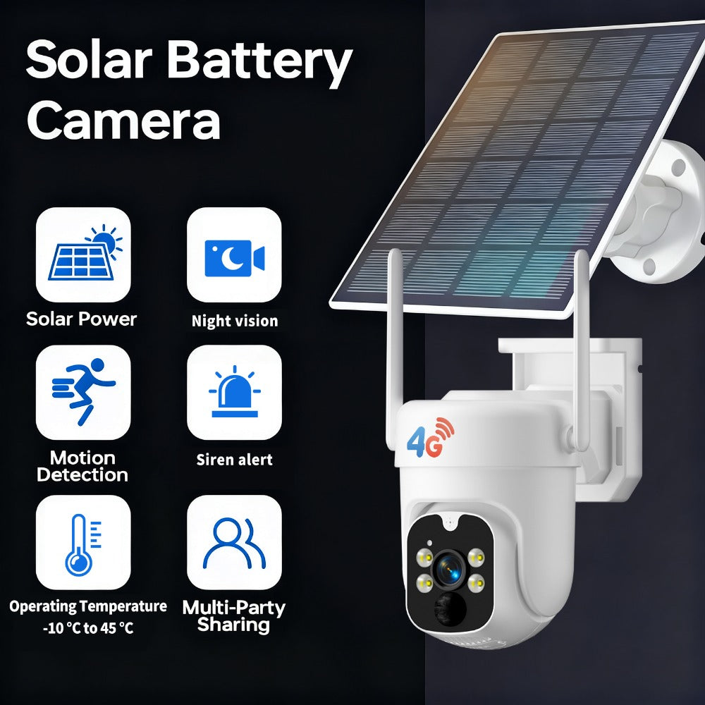 Solar Security Camera 4G Outdoor ¨C AI Smart Alarm, Solar Powered, No WiFi & Wire-Free, 4G LTE Surveillance Camera for Farm, Villa, Ranch & Remote Property Security (TBG12)