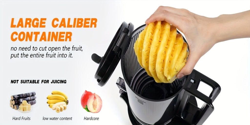 Cold Press Juicer Masticating ¨C 350W Slow Juicer with Wide Feed Chute, 50RPM Fine Grinding, High Juice Yield, Easy to Clean, Safe Bladeless Design for Whole Fruits & Vegetables, Black & Pink