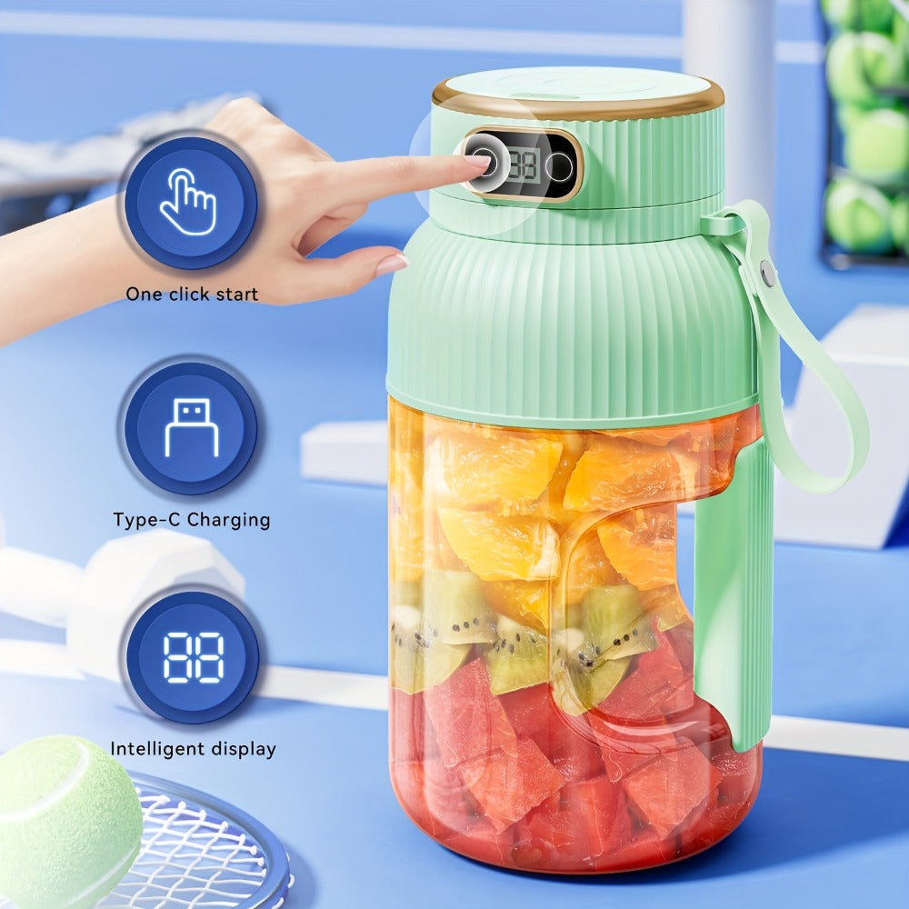 Portable Juicer Travel Blender with Digital Display 33.8oz - Motorized Wireless Blender for Smoothies, Milkshakes & Protein Shakes, Rechargeable Mini Blender for Gym, Picnic & Travel, No Outlet Needed