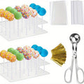 Cake Pop Kit 304pcs Complete Set, Includes Cake Pop Mold, 2 Display Stands, 100 Lollipop Sticks, 100 Treat Bags and 100 Twist Ties, Cake Pop Making Supplies for Birthday Party, Baby Shower, Baking Gift