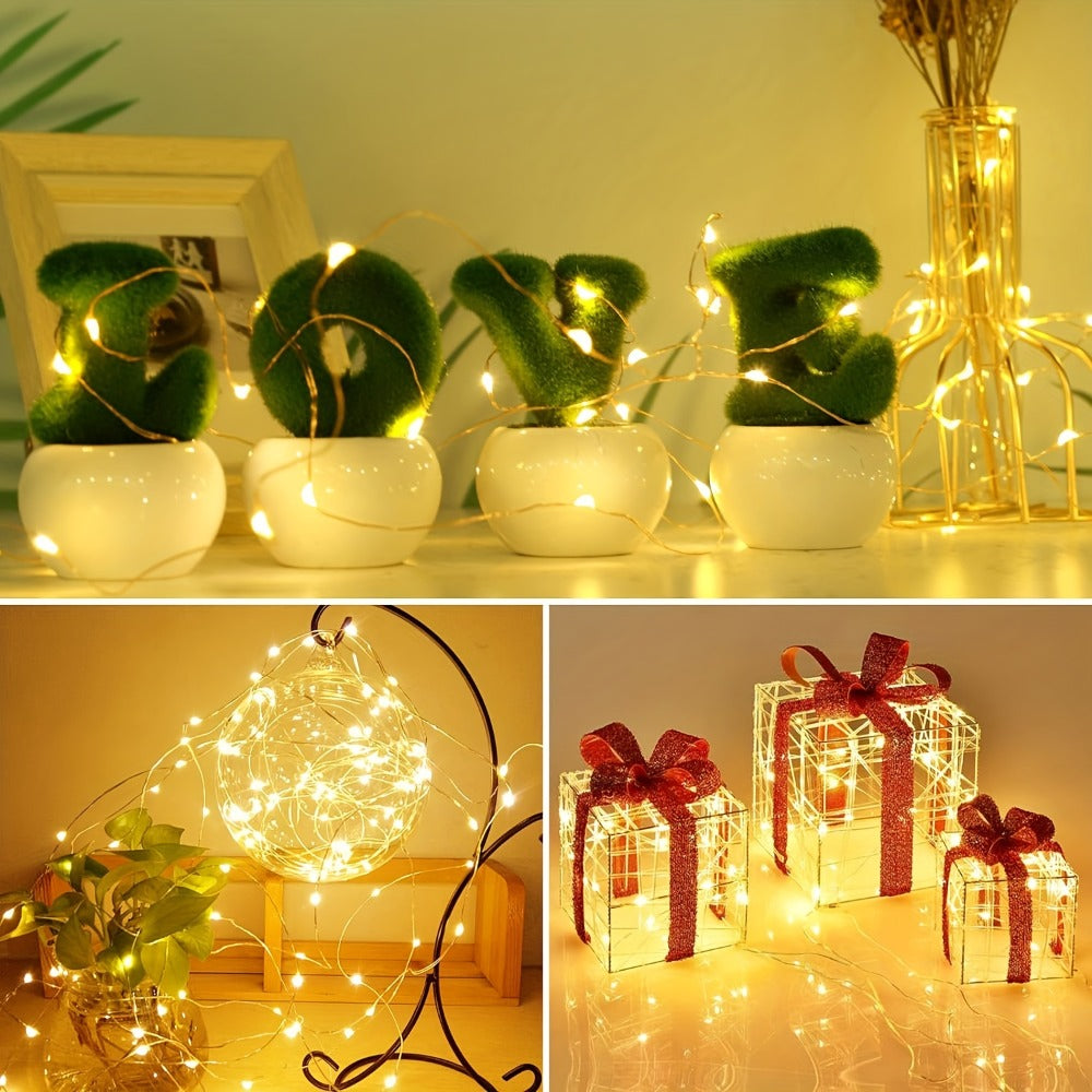 Fairy Lights Battery Operated with Batteries Included ¨C 6.5ft 20 LED Silver Wire Mini String Lights, Firefly Starry Lights for Wedding, Christmas, Party, Mason Jars & DIY Decor ¨C 30 or 100 Pack