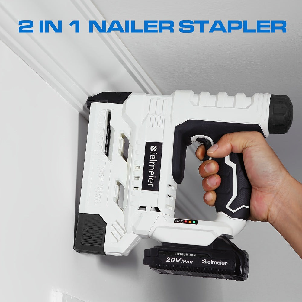 Cordless Stapler Nailer 2-in-1, 20V/4V Brad Nailer Without Compressor, Lightweight with Safety Striker Guard, Battery & Charger Included, 1600/2000 Nails & Staples, for Carpentry, Upholstery & DIY Projects