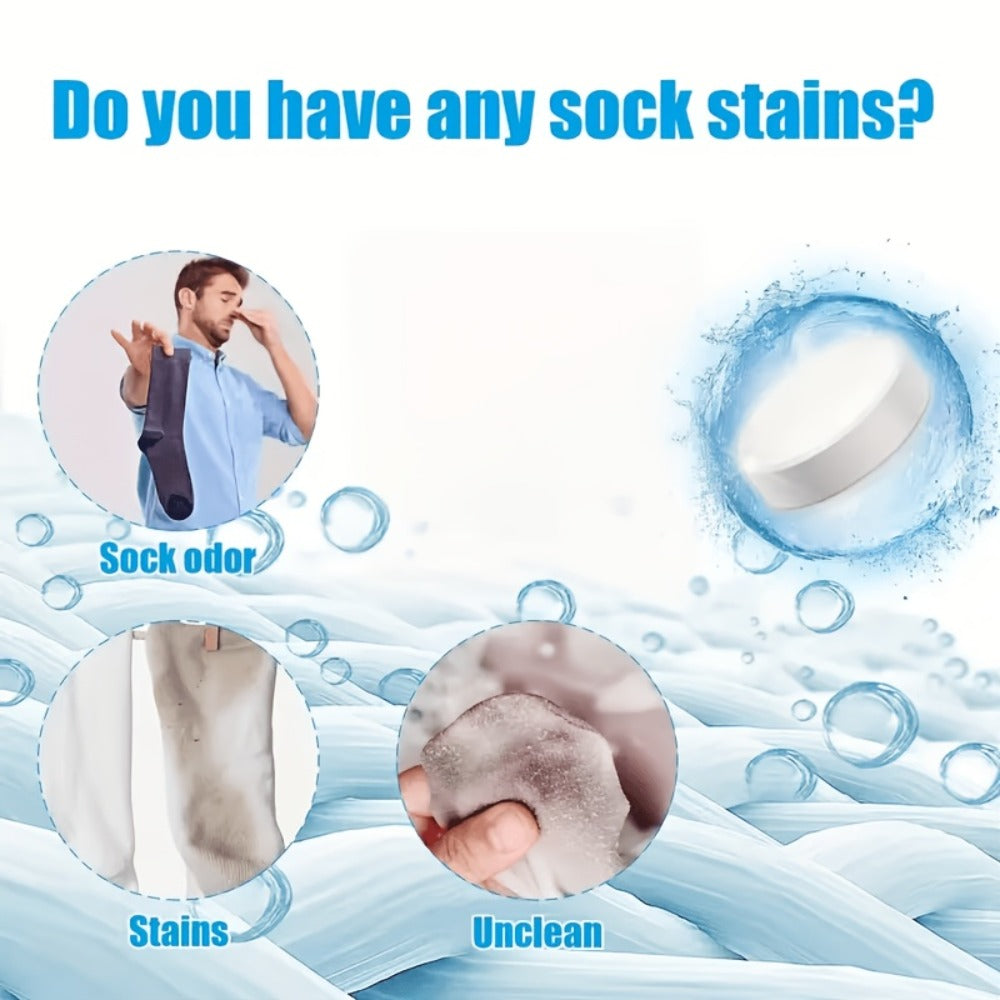 Sock Cleaning Tablets Deep Penetration Odor Neutralization Sweat Stain Remover 12 Tablets No Scrubbing Laundry Soaking Effervescent