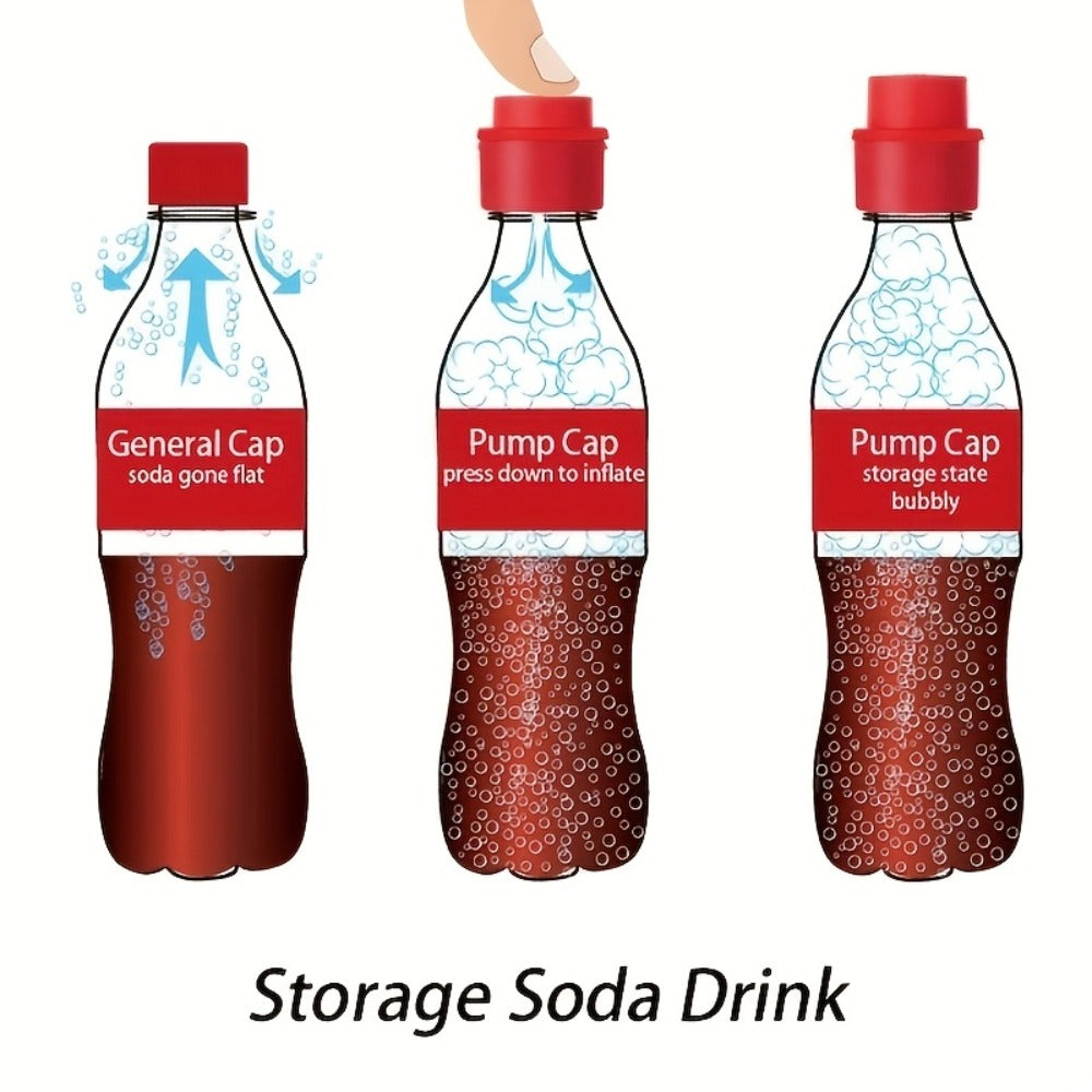 Soda Bottle Caps 3-Pack Carbonation Saver ¨C Squeeze to Restore Bubbles & Lock in Freshness | Leak-Proof Reusable Bottle Caps in Black Red Combo | Fridge Travel Outdoor Kitchen Drink Accessories