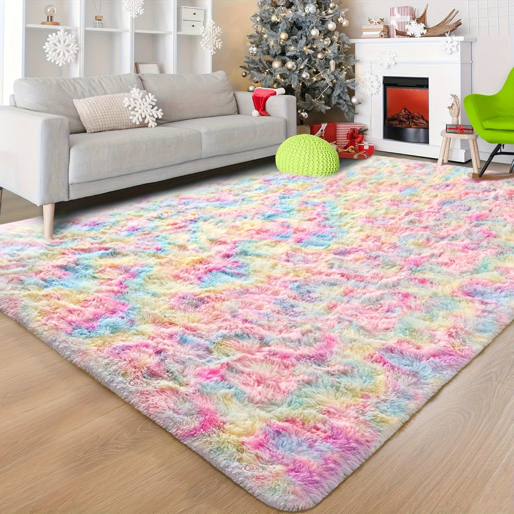 Shaggy Area Rug Soft Plush Fuzzy Carpet Non-Slip Tie-Dye Design for Bedroom Living Room Nursery Dorm ¡ª Pet Friendly Machine Washable Multiple Sizes & Colors