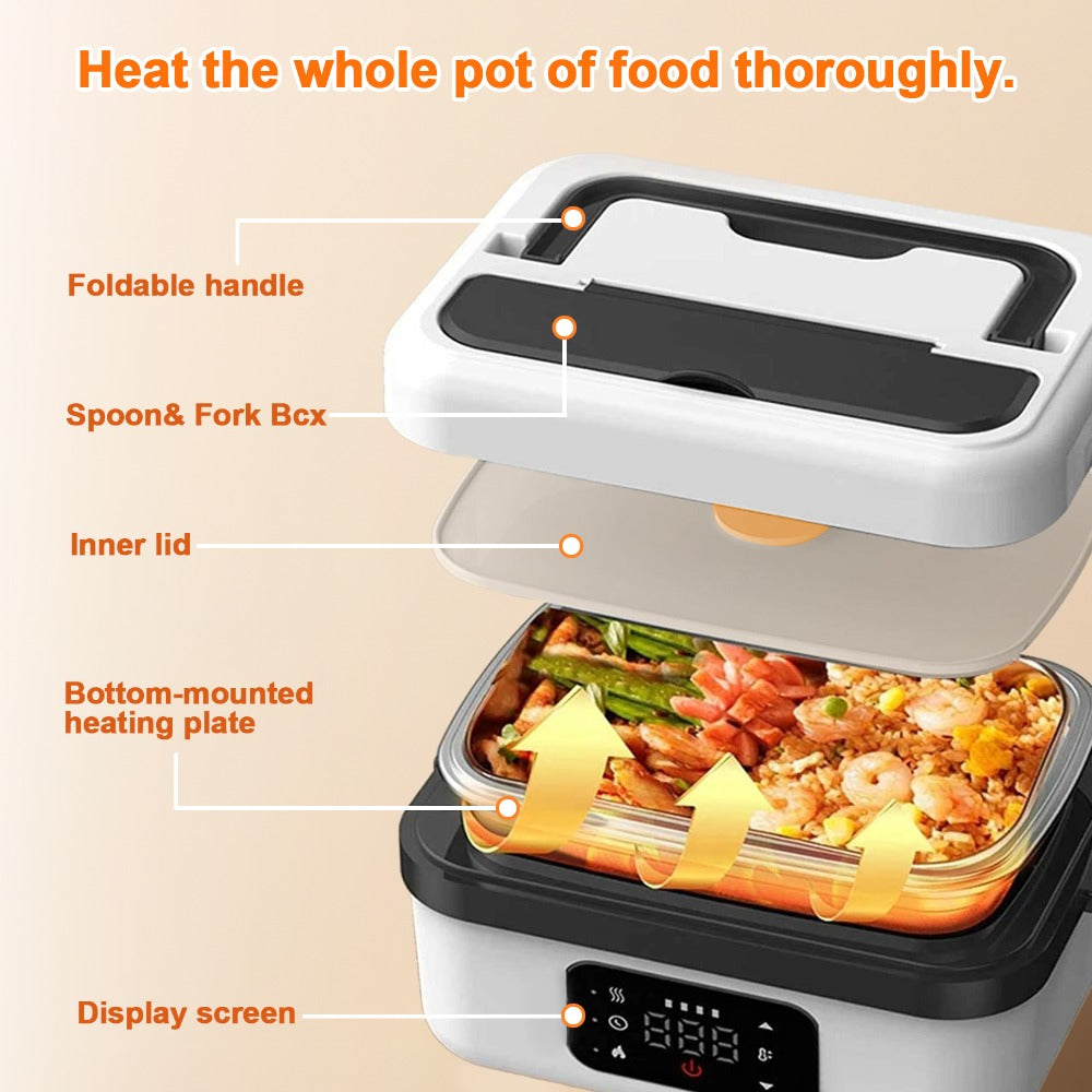 Self-Heating Lunch Box Electric Cordless Food Warmer 1L Portable Rechargeable Heated Lunch Box for Office Car Outdoor 8000mAh Battery