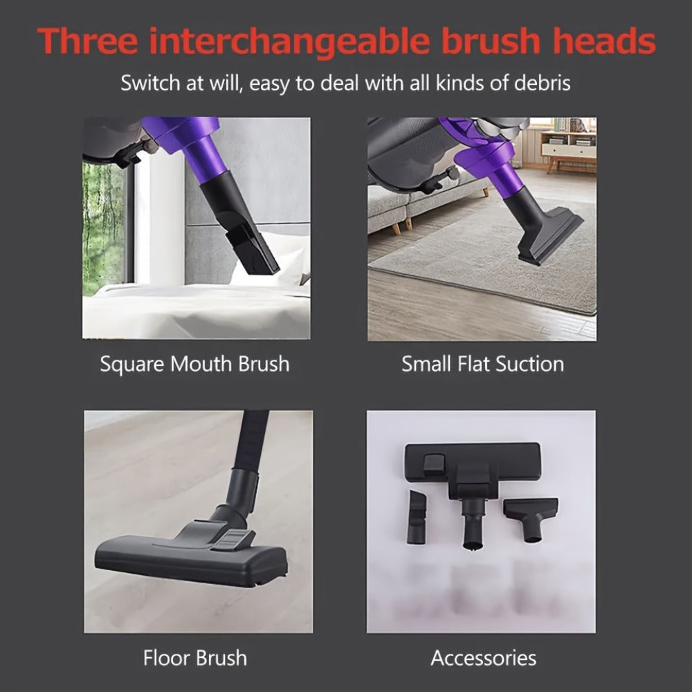 600W 4-in-1 Handheld Stick Vacuum Cleaner 20Kpa Strong Suction Low Noise Design - Lightweight Portable for Pet Hair, Hard Floors & Carpets, 110V Electric Vacuum with Multiple Attachments, Orange & Purple