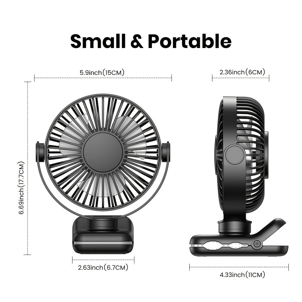 Clip on Fan USB Desk Fan, Brushless Motor Whisper Quiet Portable Mini Fan with Strong Clamp, USB Powered Personal Cooling Fan for Office Bedroom Dorm Stroller, 360¡ã Adjustable, Black Pink
