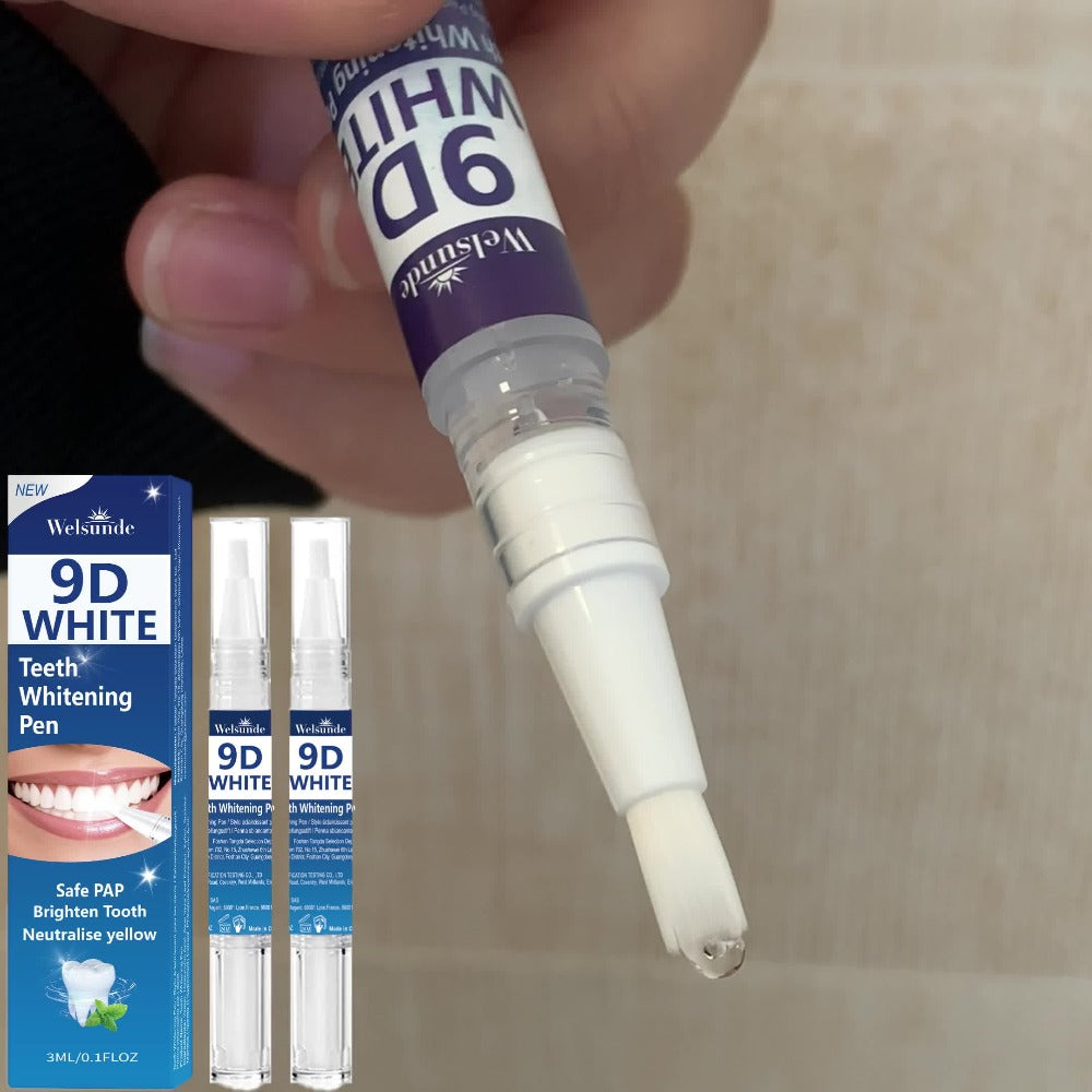 Teeth Whitening Pen 2pcs 9D Powerful Whitening Neutralize Yellow Stains Brighten Teeth Gum Care No Rinse Easy Application for Home Travel Oral Care