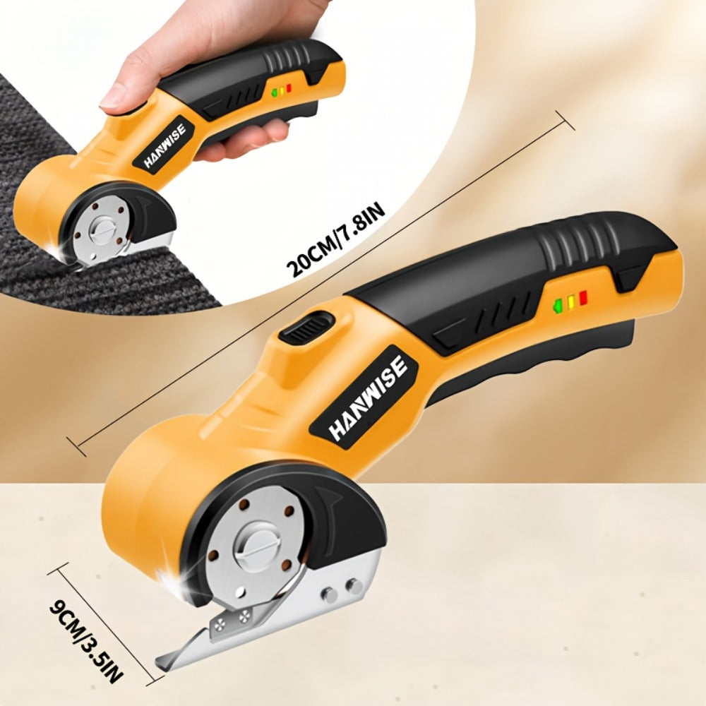 Electric Scissors Cordless 4.2V Rotary Cutter with 2000mAh Battery ¨C 10000 RPM, Safety Lock, LED Light, Anti-Slip Handle, Fabric Cutting Machine for Clothing, Cardboard, Carpet, Leather & Craft Projects