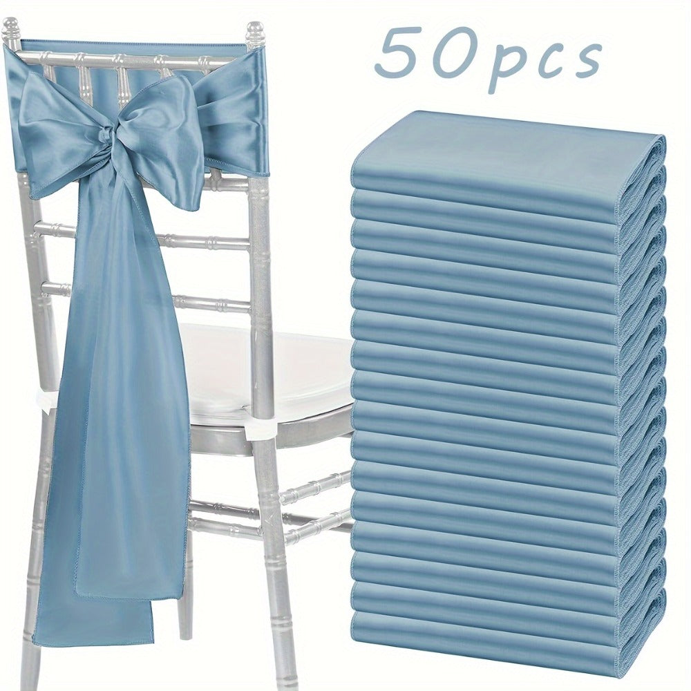 Satin Chair Sashes Bows 50pcs ¨C 7x108 Inch Chair Waist Belt Bow Ties for Wedding Reception, Banquet, Party, Hotel & Event Chair Cover Decoration