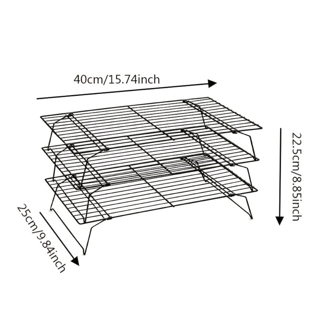 4-Tier Collapsible Cooling Rack Set with Muffin Cups - Metal Wire Baking Rack for Cookies Cakes Bread Roasting BBQ Countertop Kitchen Drying Rack
