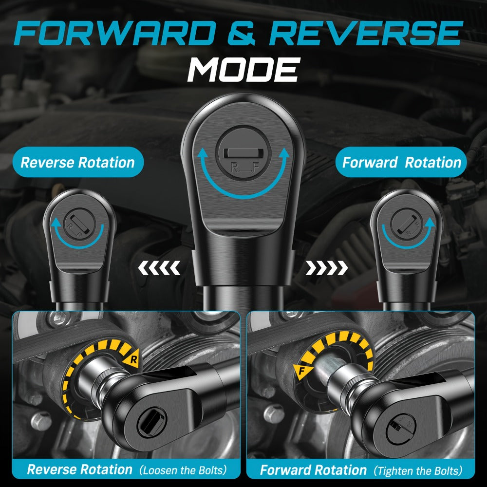 21V Power Ratchet Wrench Set 3/8'' Drive, 59 Ft-lbs 400 RPM Cordless Electric Ratchet, Variable Speed Trigger, 2x 2.0Ah Batteries & Charger, 8 Sockets, 3'' Extension Bar, 1/4'' & 1/2'' Adapter Included