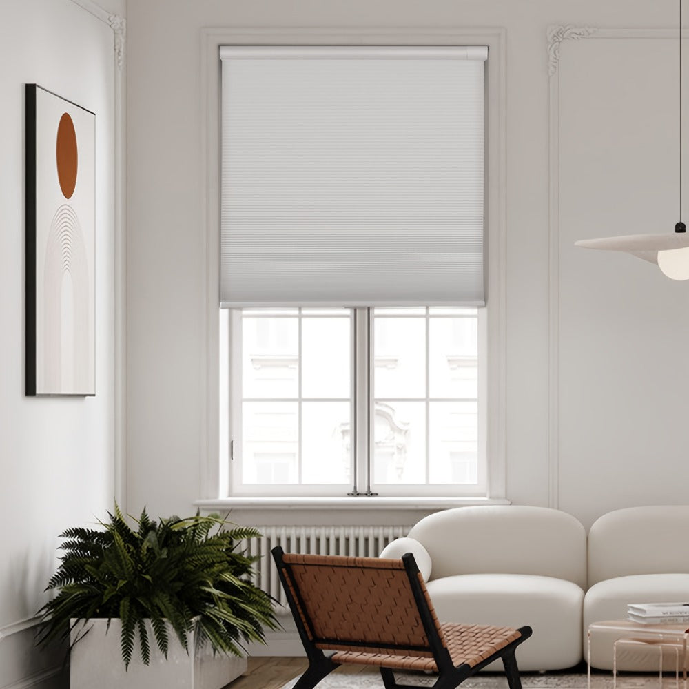 Cordless Honeycomb Cellular Shades No Drill No Tools Install - Color-Matched Blackout & Light Filtering Window Blinds, 64 Inch Height, Custom Width 21¡±-46¡±, Energy Efficient Room Darkening Shades