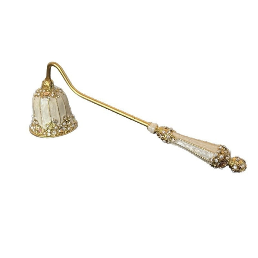 Candle Snuffer Long Handle - Elegant Metal Wick Flame Extinguisher Bell Candle Accessory for Home Decor, Candle Lovers, Spa & Aromatherapy Gift, Available in White & Red