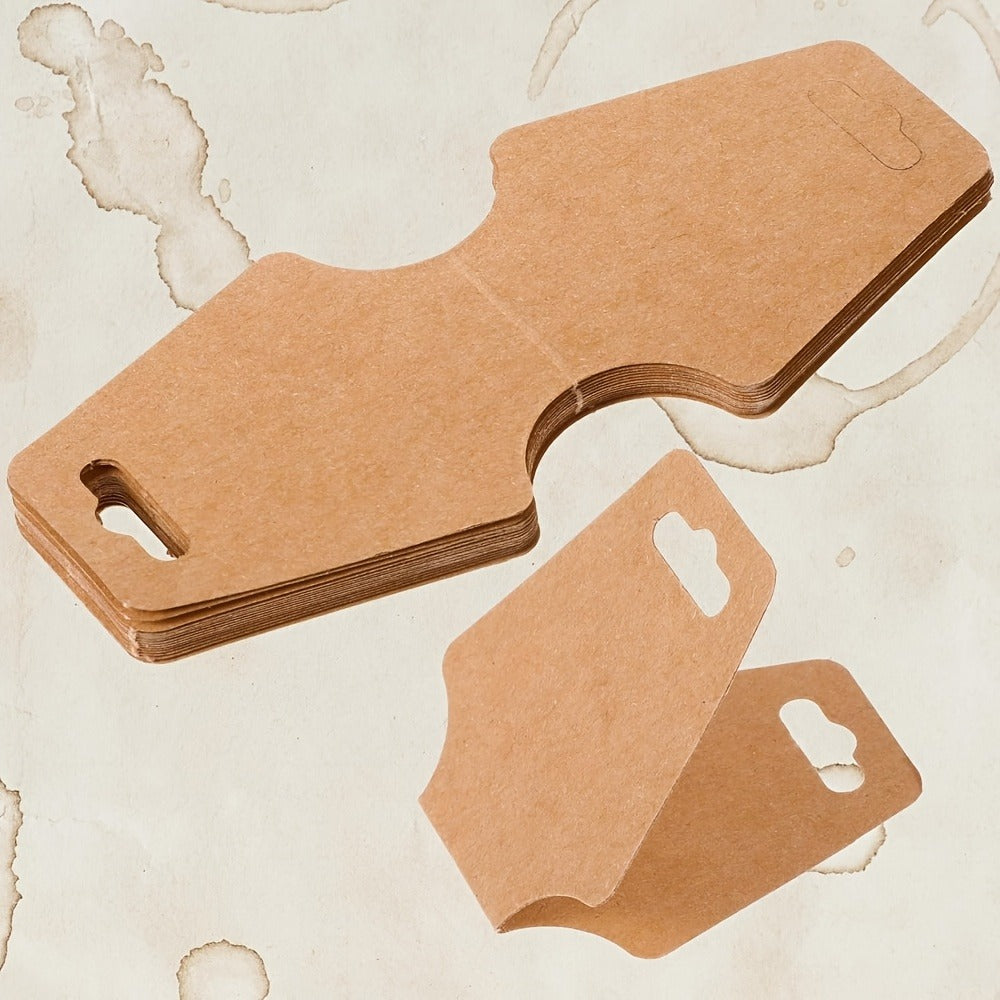 Jewelry Display Cards Wooden Self-Adhesive Kraft Backing | Rounded Corner Hang Tags for Necklaces Bracelets Keychains Boutique Packaging Home Organizing 11 99 Pack