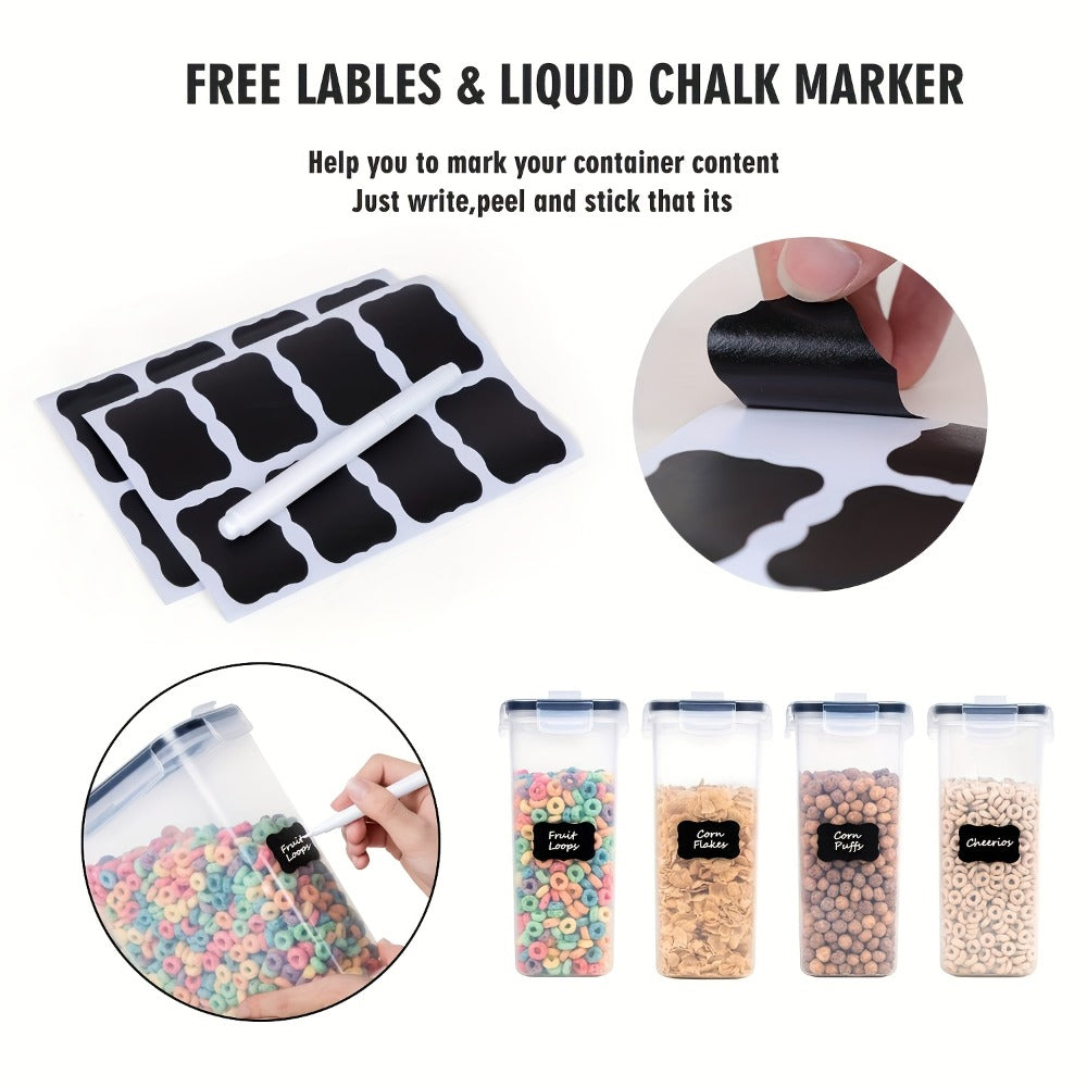 Airtight Food Storage Containers 4pcs 1.06gal Extra Large - BPA-Free Plastic Cereal Containers with Clip Lid for Pantry Organization Bulk Dry Food Sugar Kitchen