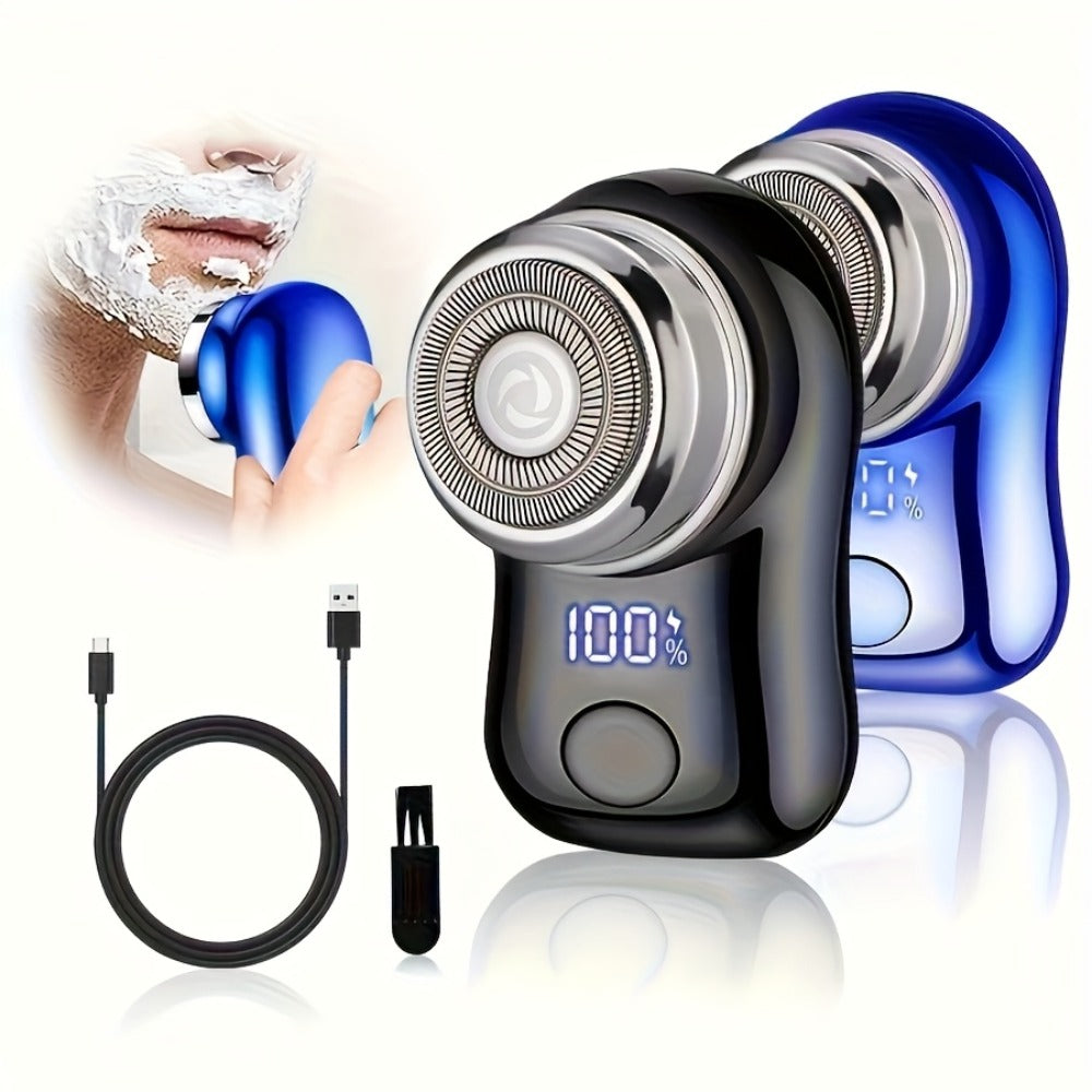 Portable Electric Razor for Men - Mini USB Rechargeable Electric Shaver, Fast Charging Cordless Beard Trimmer, Wet Dry Use, Travel & Home Office Business Gift for Men All Skin Types