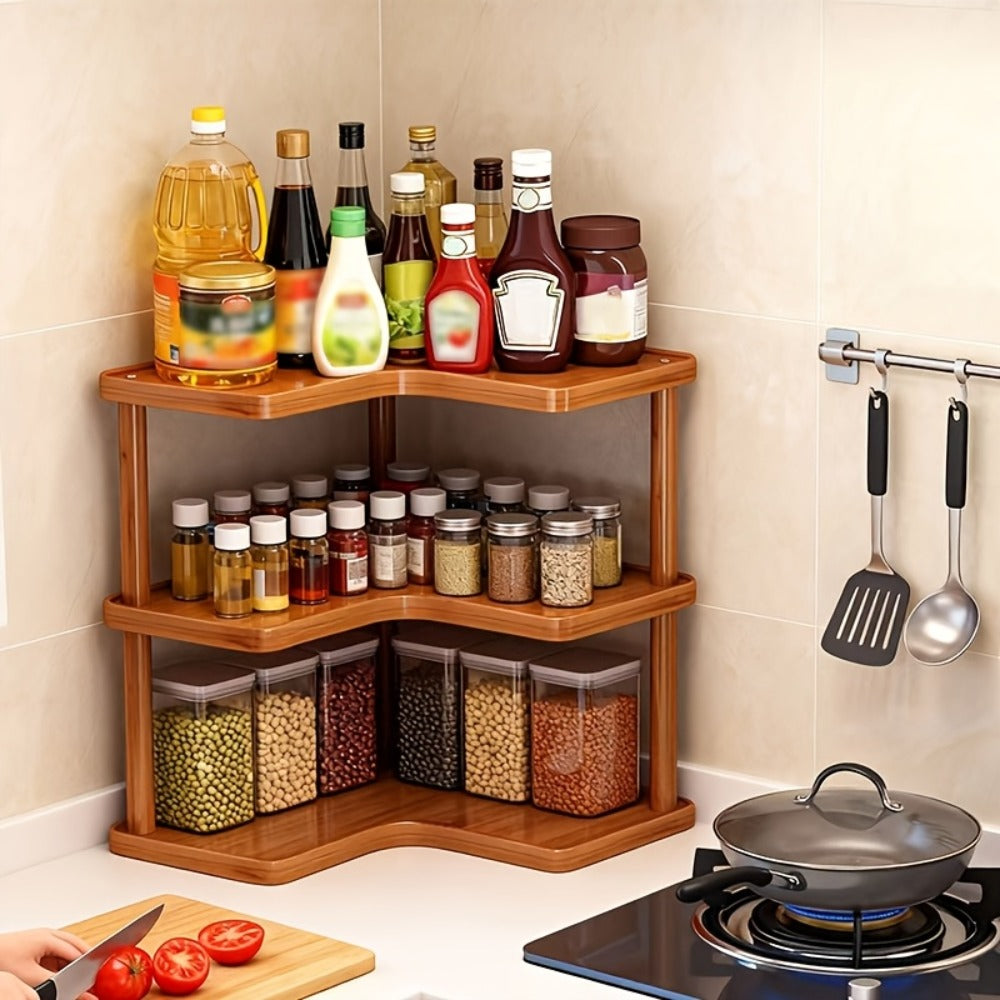 Corner Shelf Organizer for Kitchen, 3-Tier Triangular Coffee Station Storage Rack for Countertop, Holds Cups, Mugs, Coffee Accessories and Kitchen Essentials