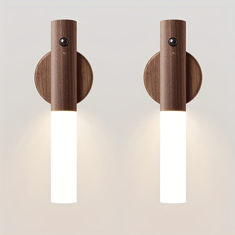 Motion Sensor Night Light Rechargeable 2-Pack - Wireless Magnetic LED Wall Light IPX4 Waterproof, USB Charging, Human Body Sensor for Bedroom, Kitchen, Bathroom, Hallway, Anti-Fall Safety Lighting