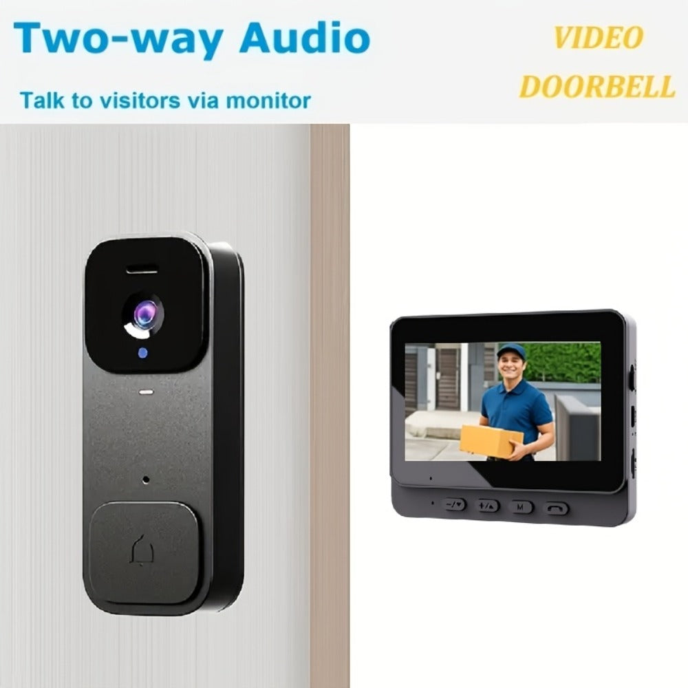Smart Video Doorbell Wireless Touchscreen Display | Motion Detection 2-Way Audio Local Storage No Subscription | Easy No-Wire Install Home Security Doorbell Camera System