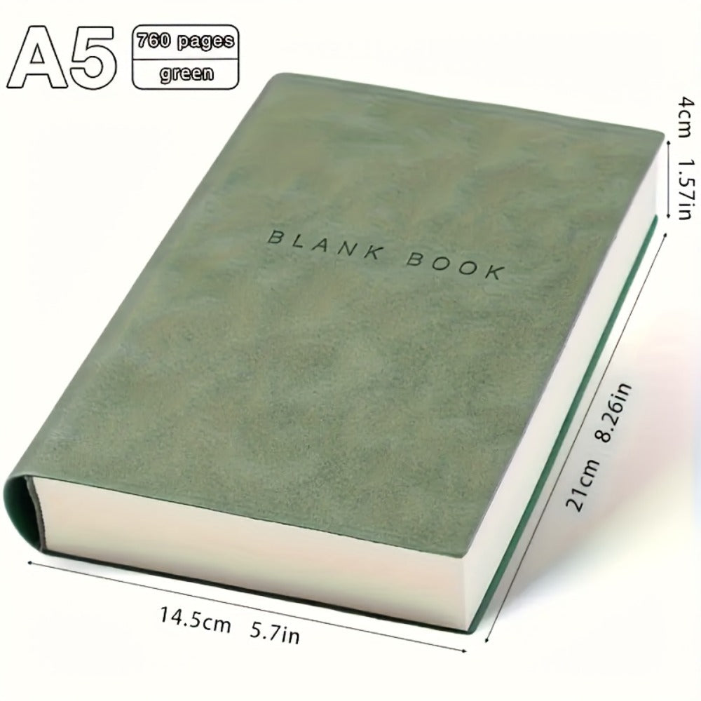 Blank Notebook A5 760 Pages Leather Soft Cover Sketchbook for Sketching Drawing Journaling College Students Adults Gift