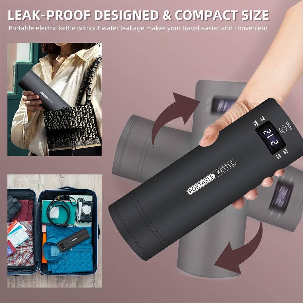 Travel Electric Kettle Mini Portable 304 Stainless Steel 4 Temperature Settings Auto Shut-Off Boil-Dry Protection BPA-Free Water Boiler for Tea Coffee White Black Pink