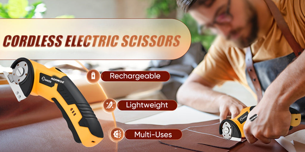 Electric Scissors Cordless 4.2V Rotary Cutter with 2000mAh Battery ¨C 10000 RPM, Safety Lock, LED Light, Anti-Slip Handle, Fabric Cutting Machine for Clothing, Cardboard, Carpet, Leather & Craft Projects
