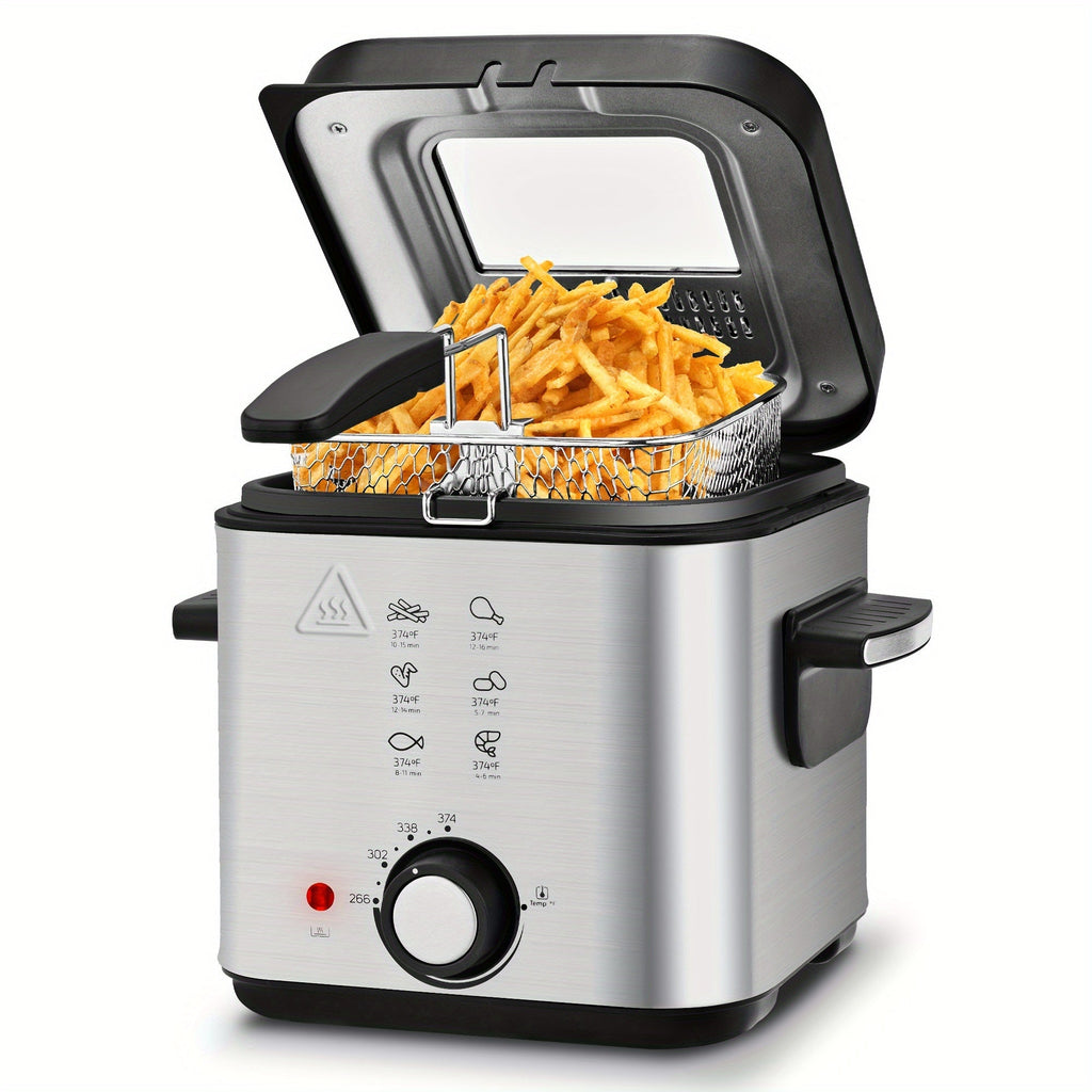 Deep Fryer Stainless Steel Large Capacity with Adjustable Temperature Control - 304 Stainless Steel Oil Fryer with Viewing Lid Cool-Touch Handles Easy Clean Basket, 5 Size Options 1.5L to 6L for Home Kitchen