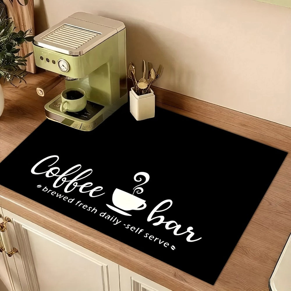Coffee Machine Mat Absorbent Dish Drying Mat Bohemian Coffee Bar Mat for Kitchen Countertop Coffee Station Accessories Placemat Decor