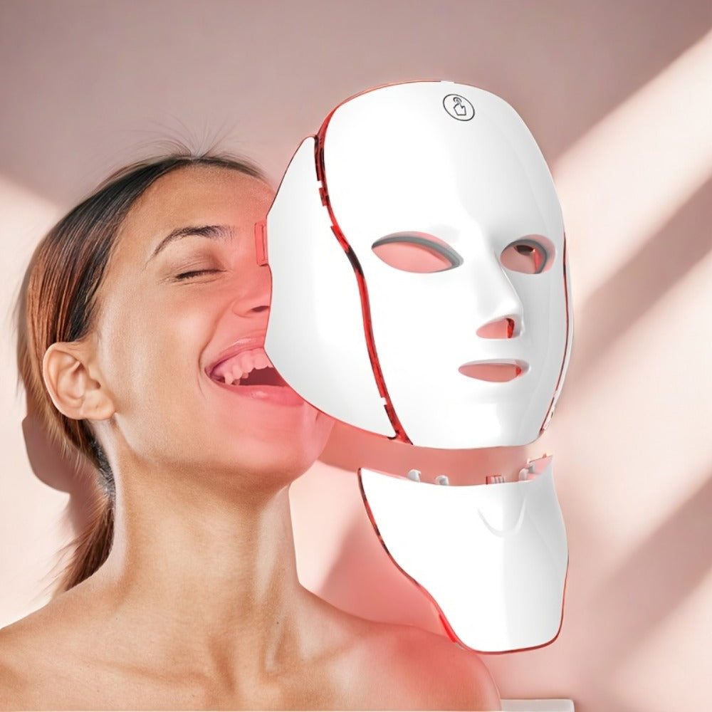 LED Light Therapy Facial Mask 7-Color USB Rechargeable ¨C Face Neck Anti-Aging Acne Rejuvenation Skincare Device, Beauty Instrument Gift for Women, Valentine's Day Mother's Day Birthday