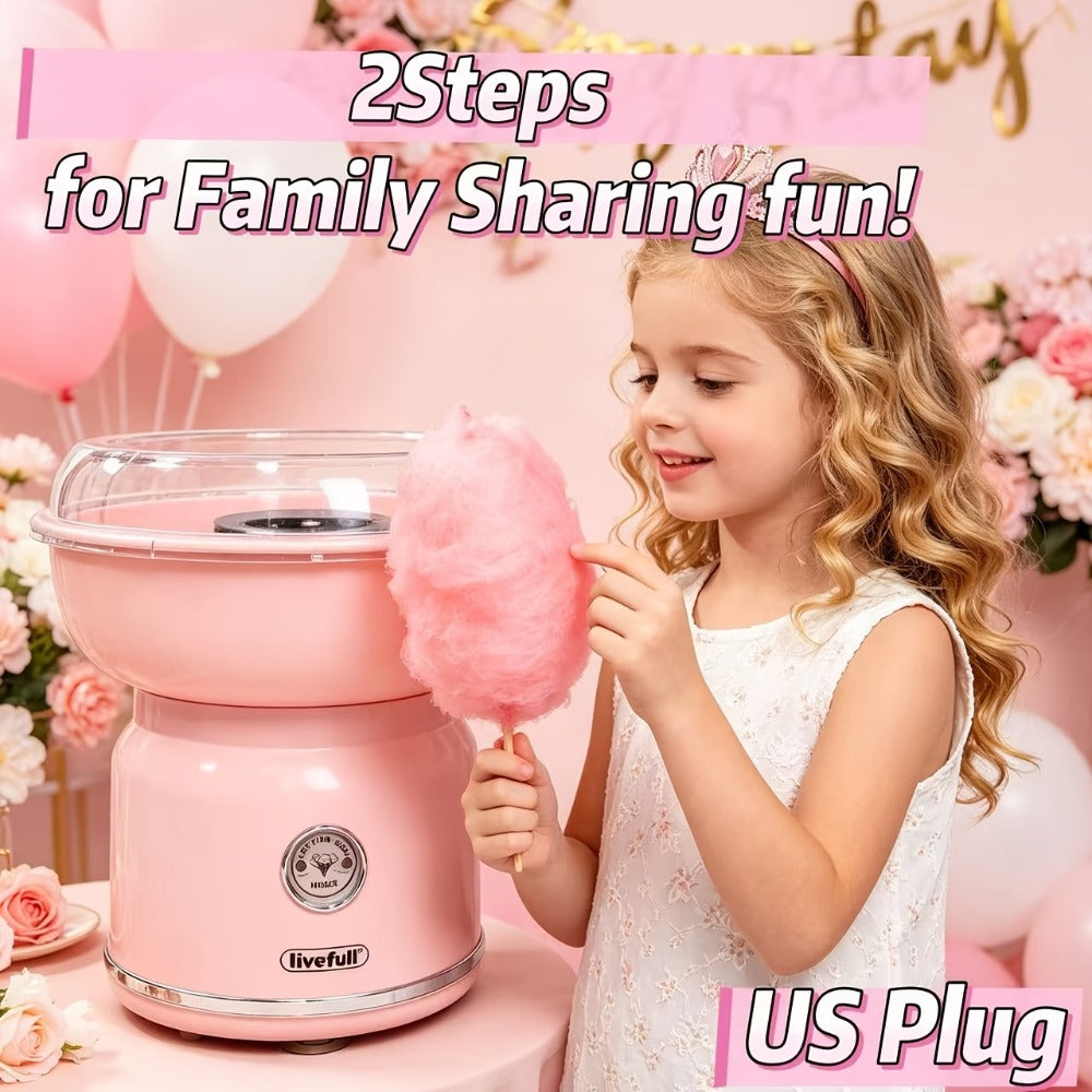 Cotton Candy Machine for Home & Commercial Use ¨C Desktop Tabletop Floss Maker, Food-Grade Anti-Scald Design, Makes Colorful Fancy Spun Sugar, Includes Colored Sugar & Rolling Sticks